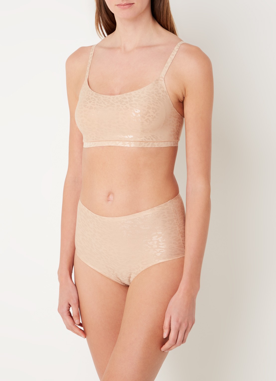 Chantelle One-size-fits-all naadloze high waisted slip met metallic finish - voorkant 3 lichtgrijs