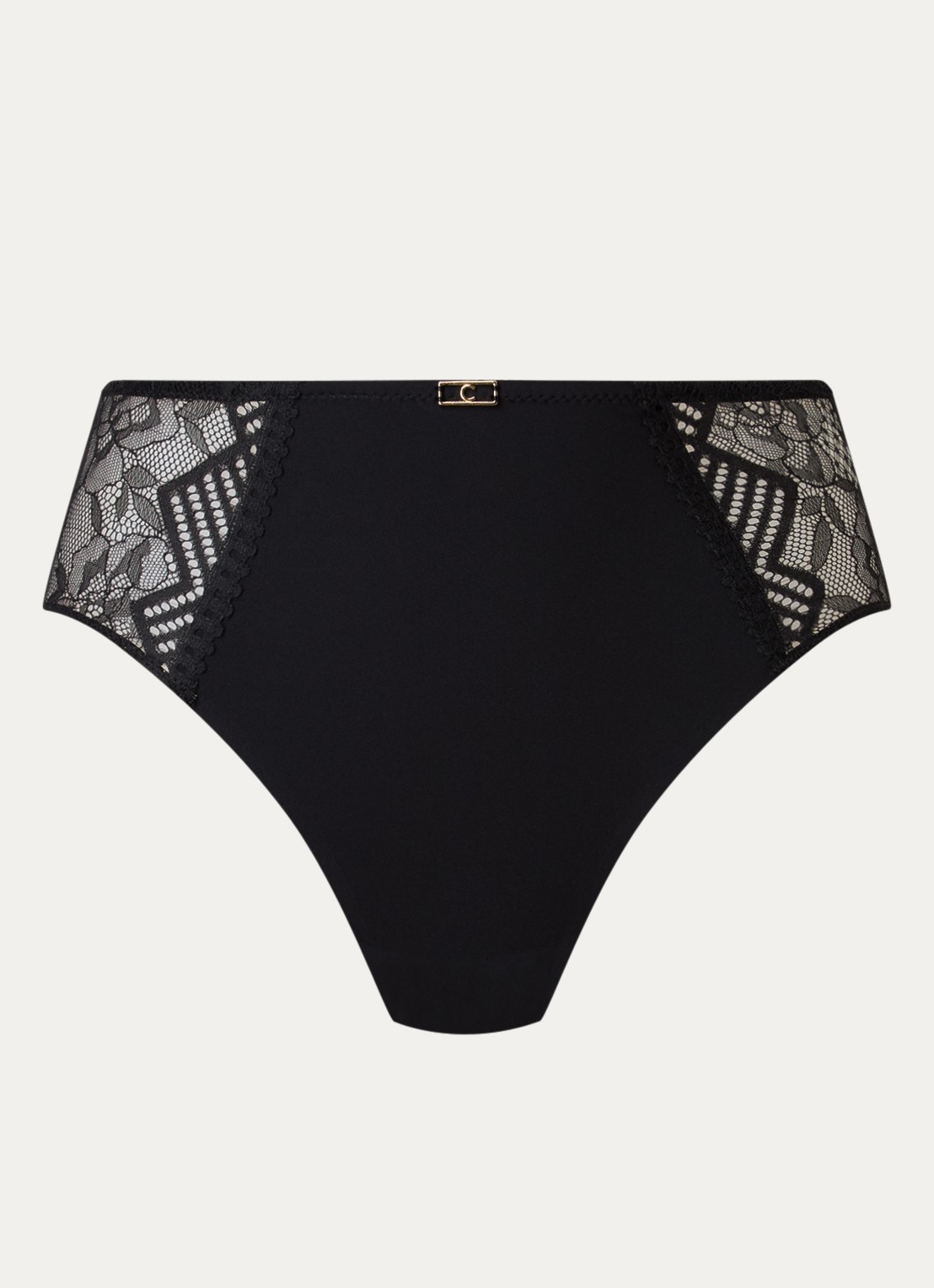 Chantelle Origins high waisted naadloze slip met kant - voorkant 4 zwart