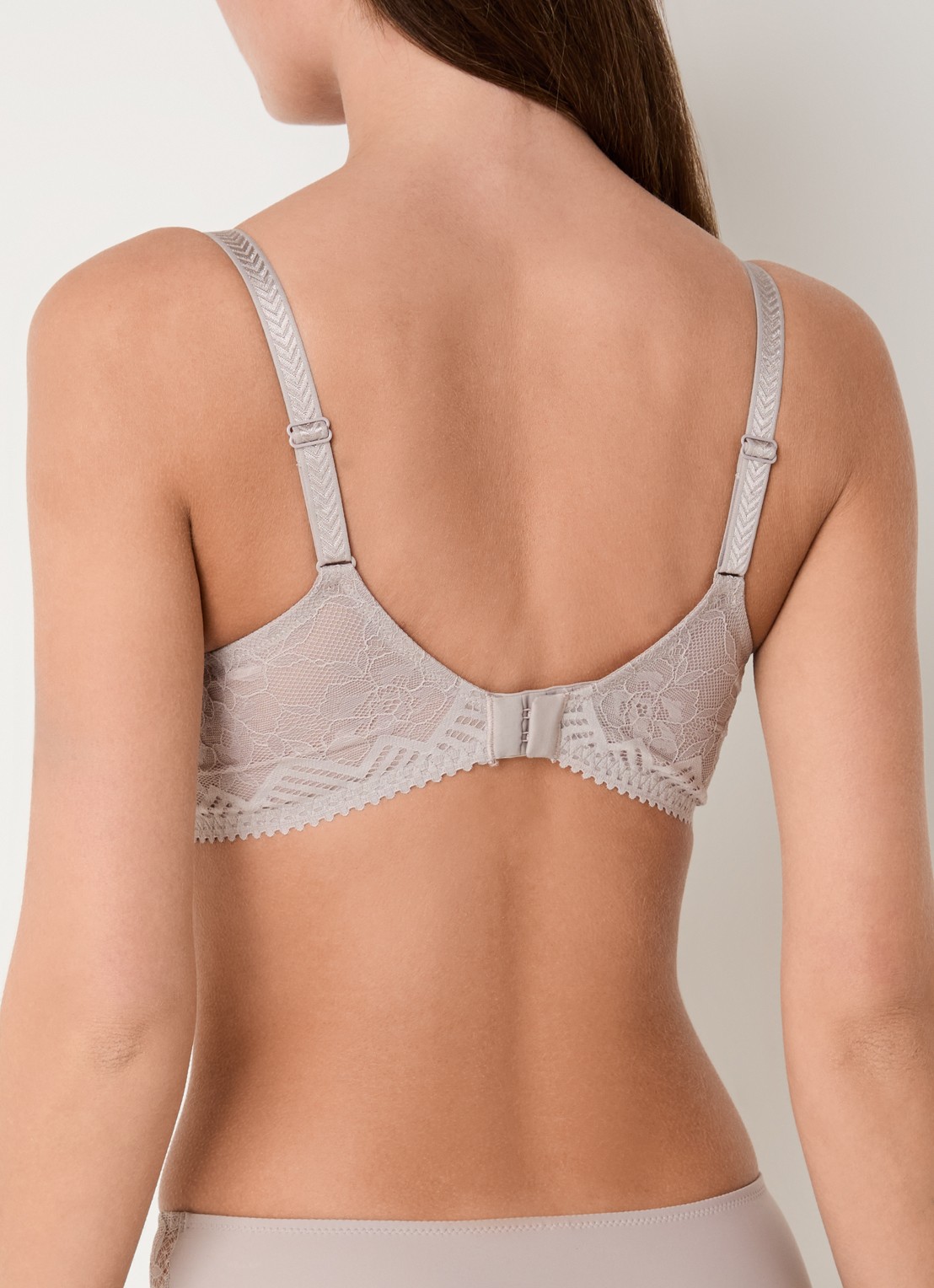 Chantelle Origins voorgevormde T-shirt bh met kant - achterkant donkerbeige