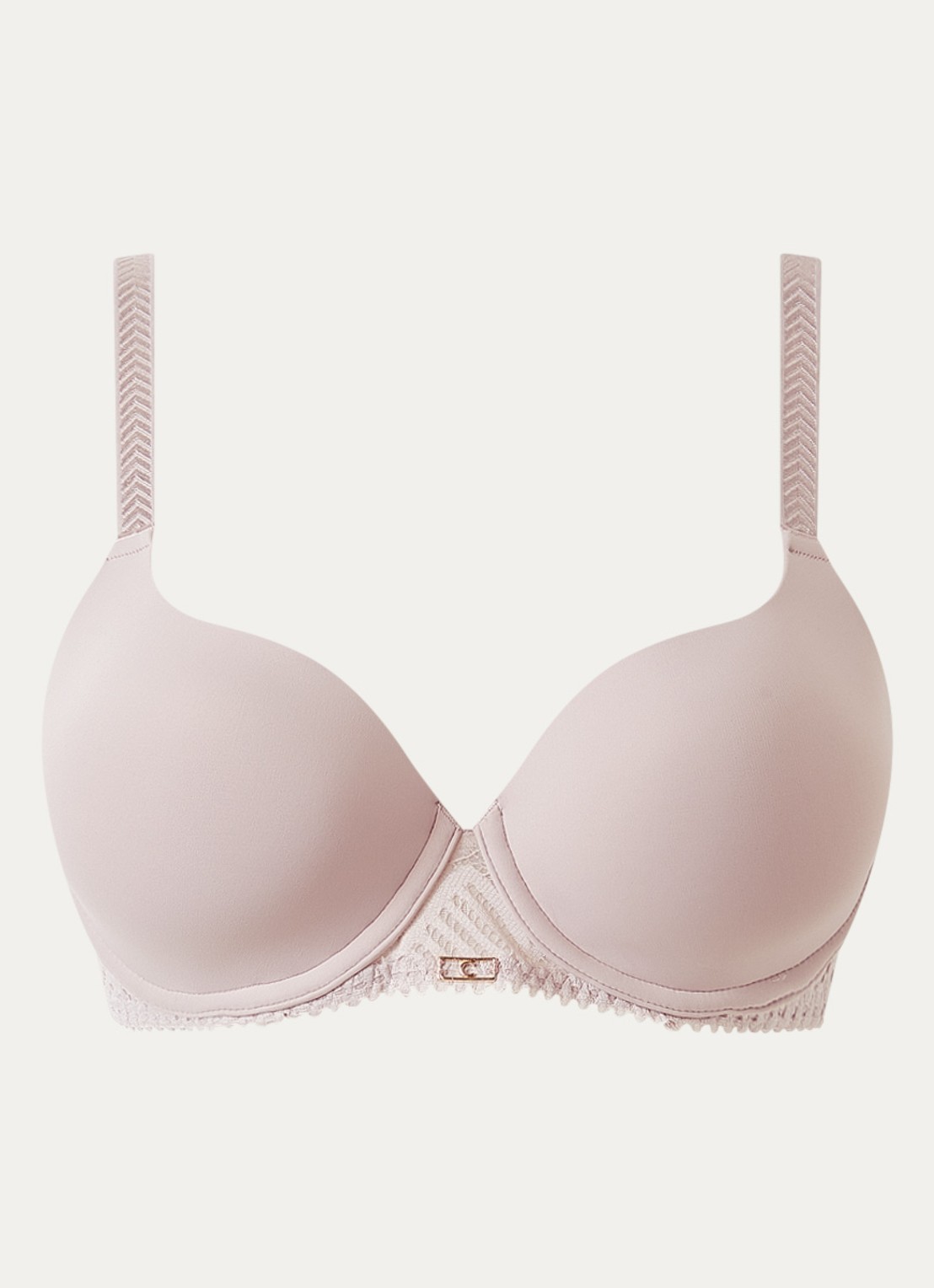 Chantelle Origins voorgevormde T-shirt bh met kant - voorkant 2 donkerbeige