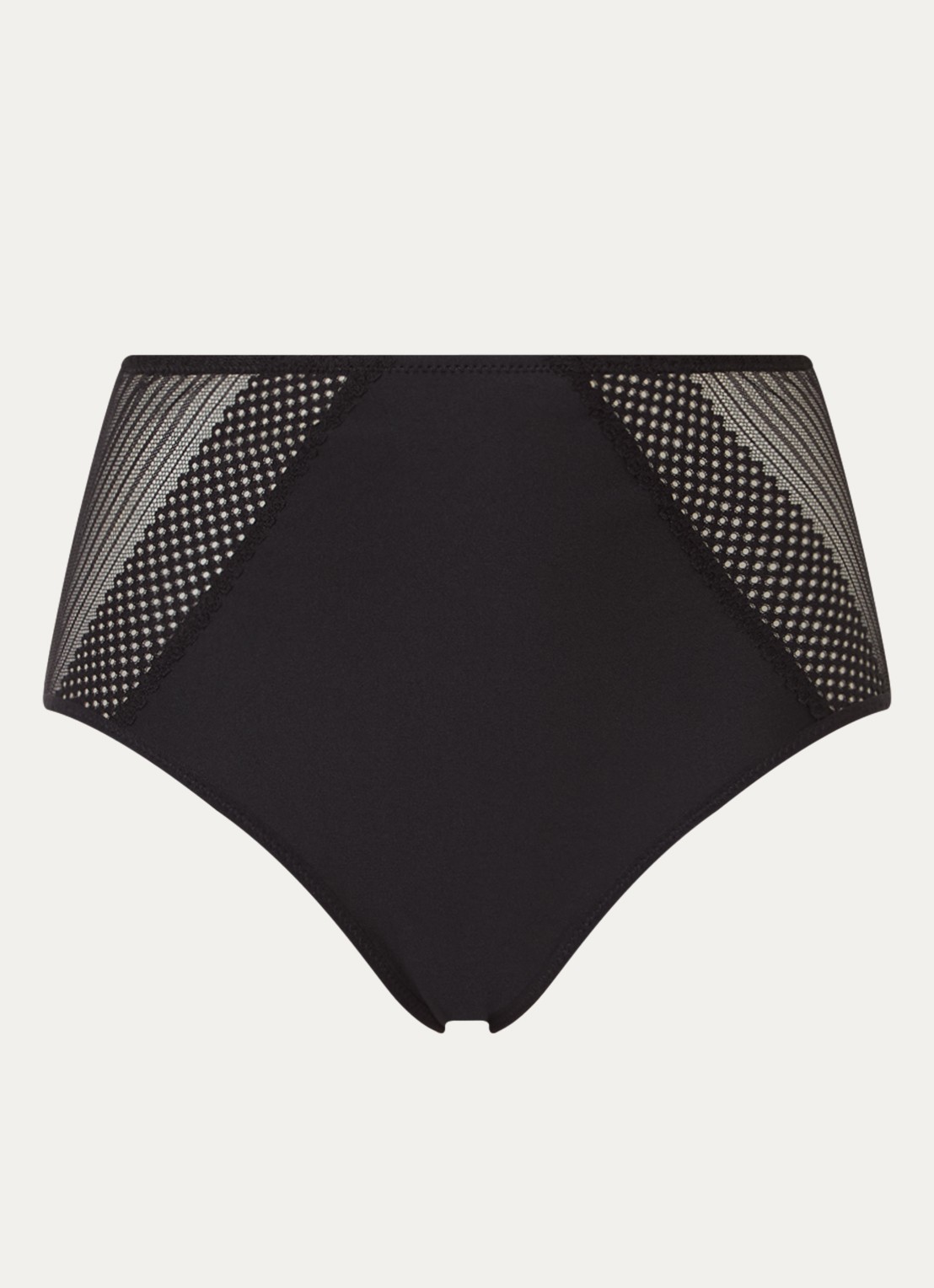 Chantelle Play high waisted slip met kant - voorkant 3 zwart