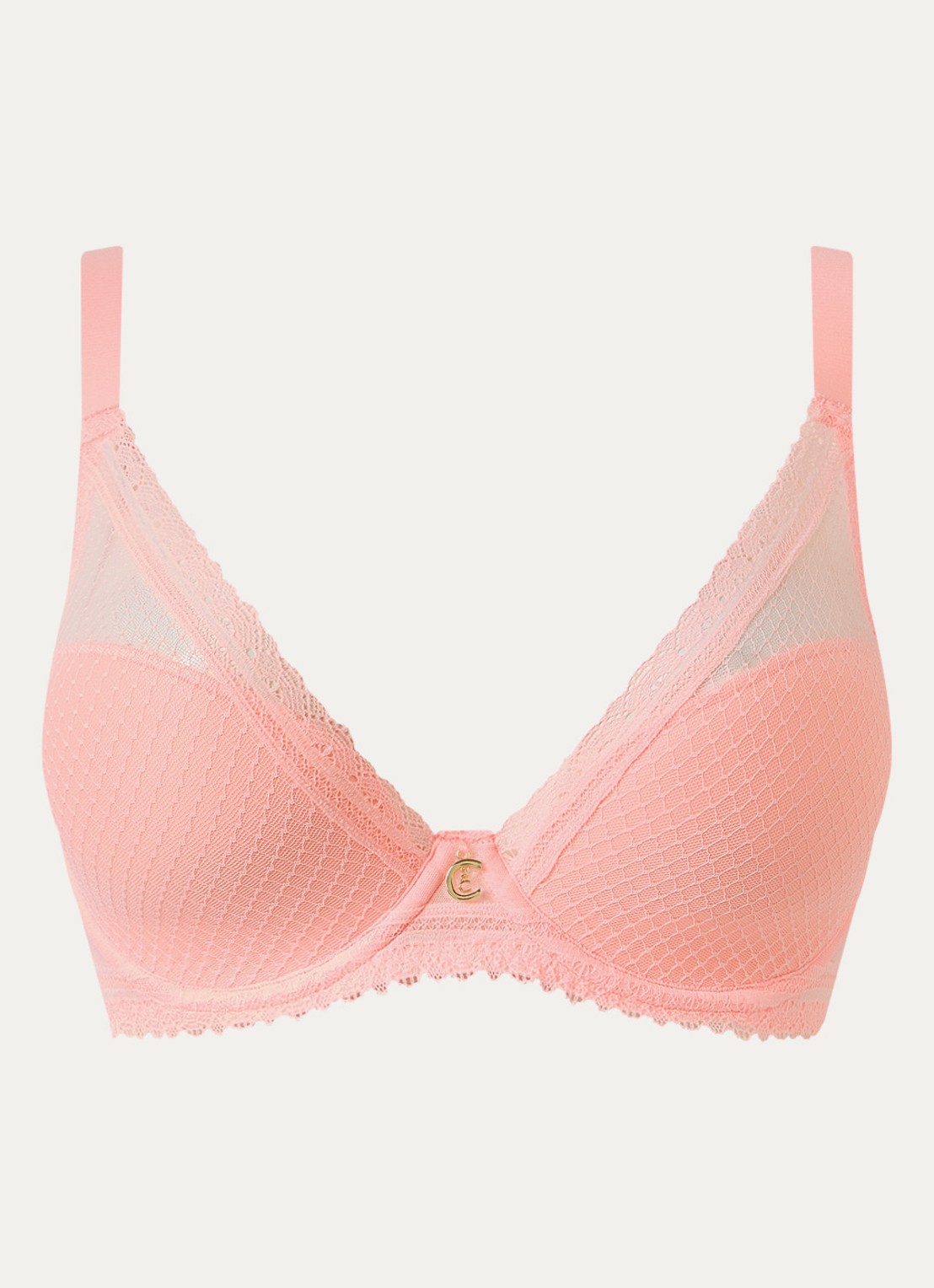 Chantelle Romance beugel bh met overlay van kant - voorkant 2 abrikoos
