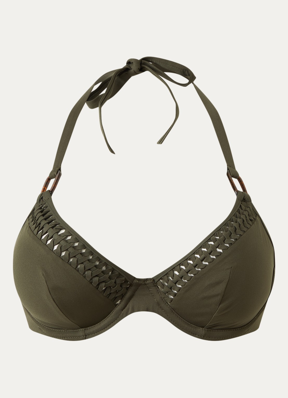 Chantelle Serenita halter bikinitop met beugel - voorkant 2 bronsgroen