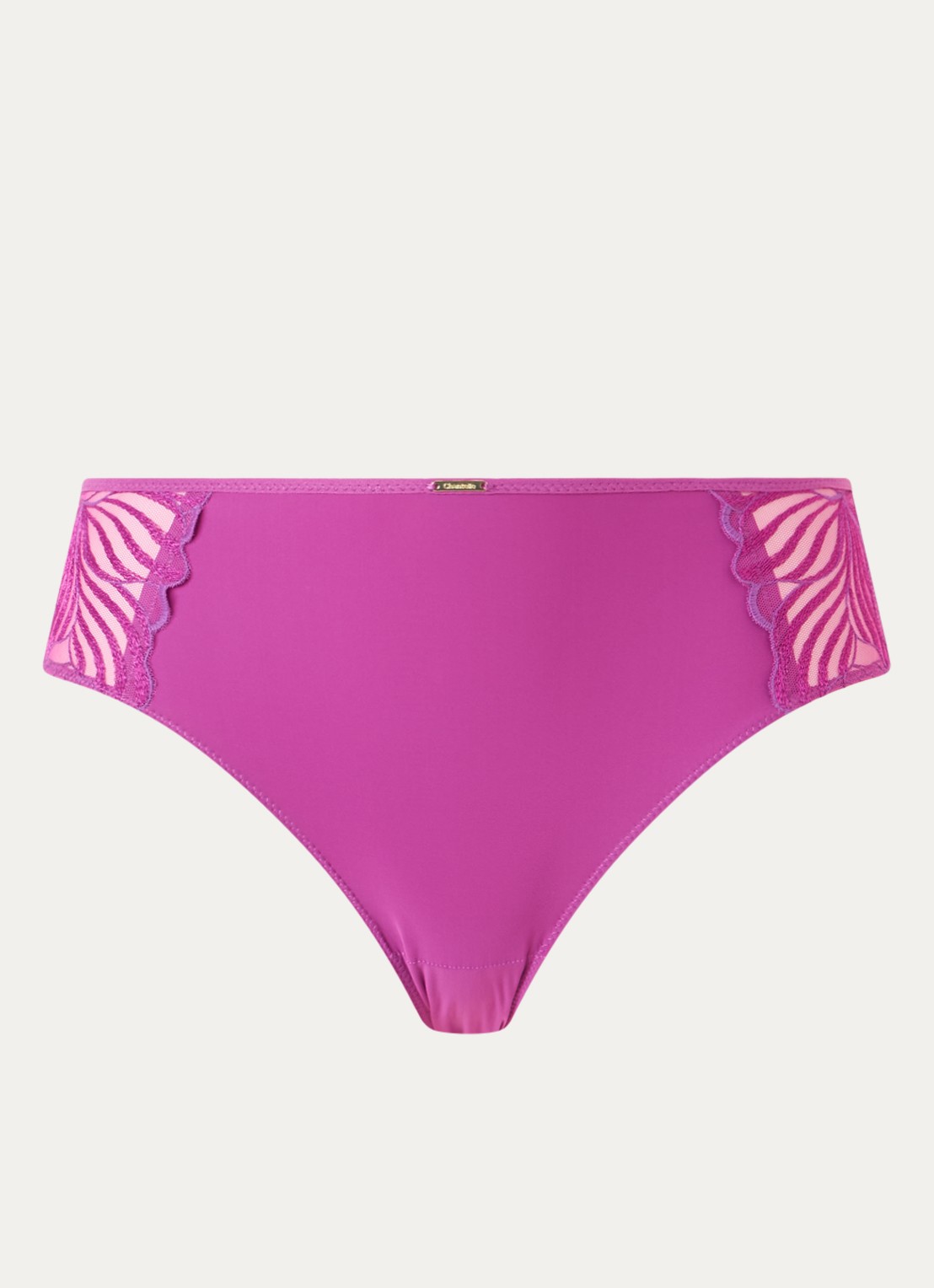 Chantelle Slip met borduring - voorkant fuchsia