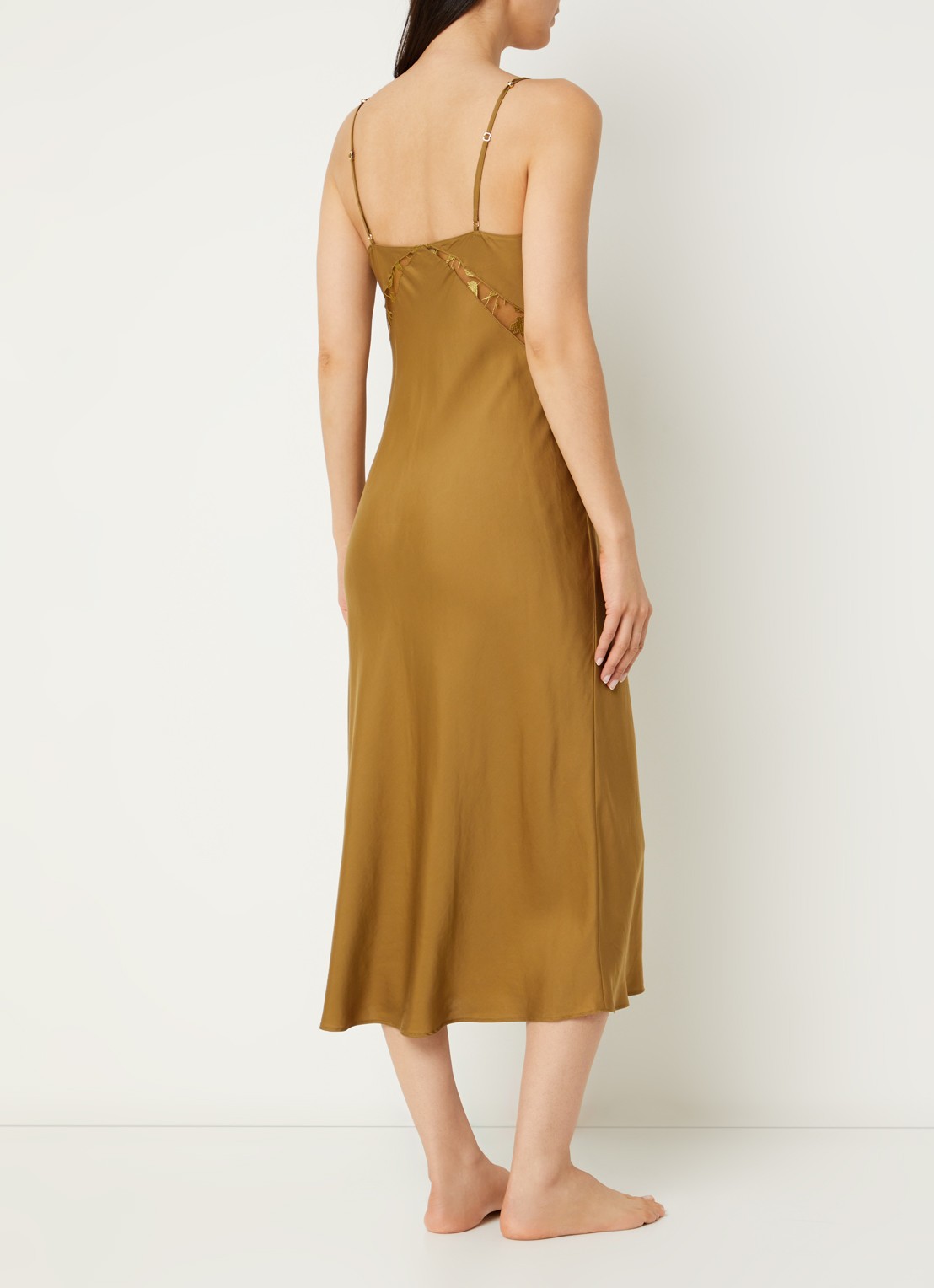 Chantelle Slipdress met mesh - achterkant 4 mosgroen