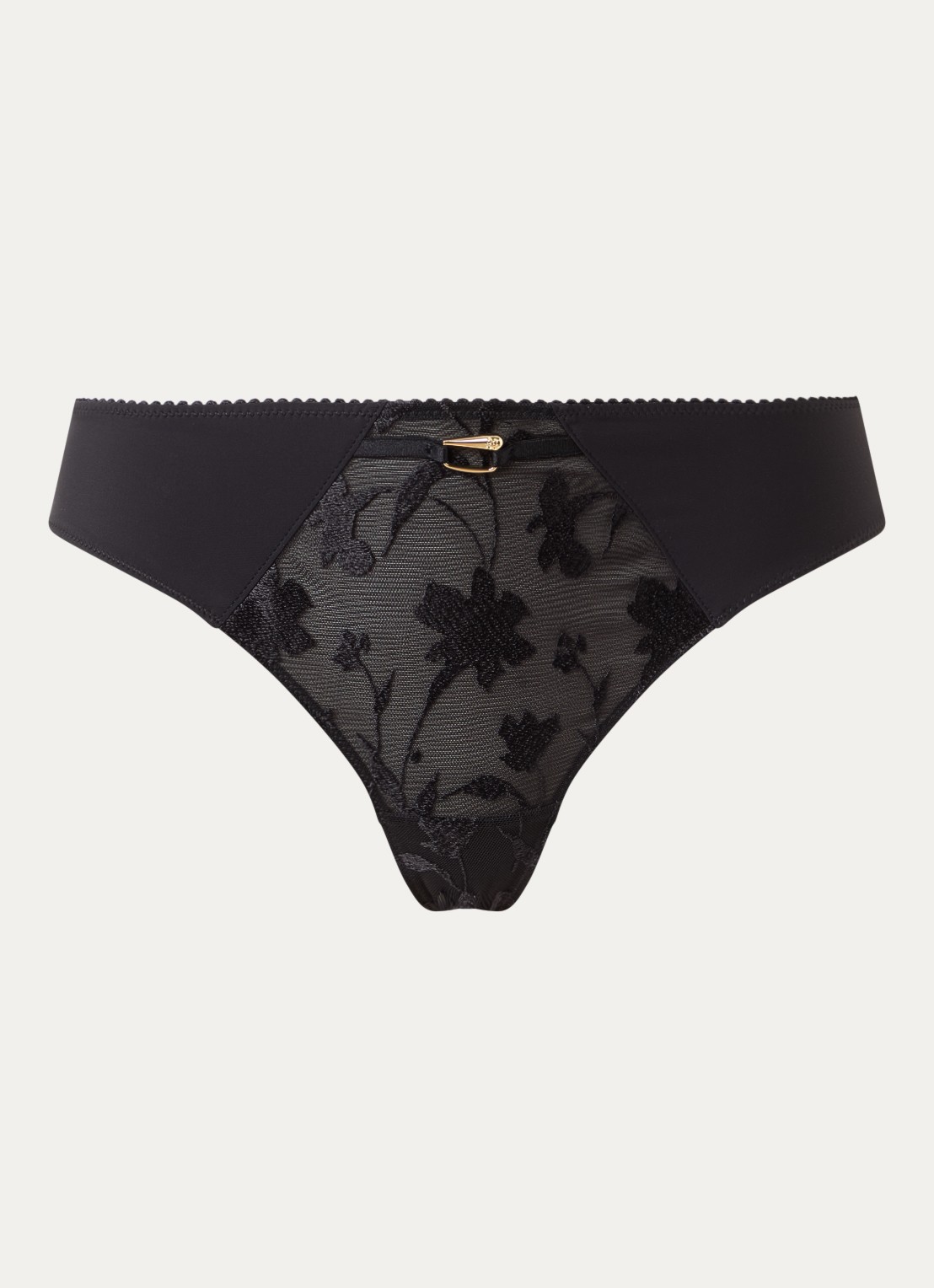 Chantelle Tanga met kant - voorkant zwart