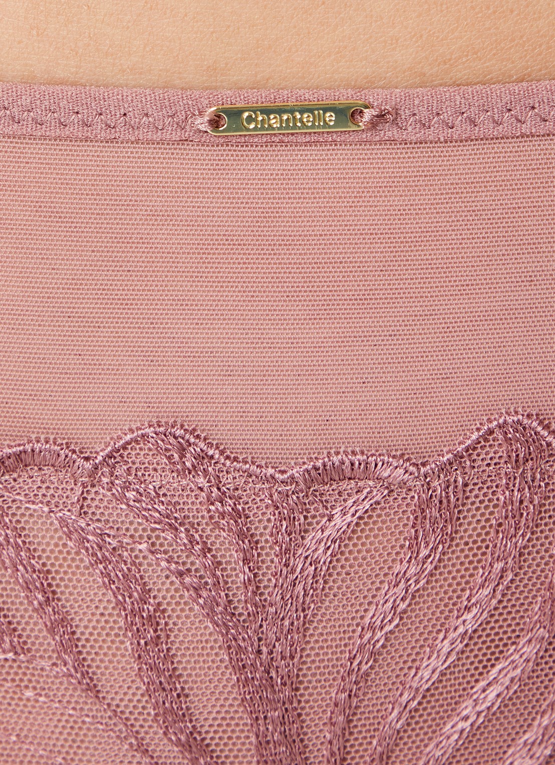 Chantelle Tanga van mesh - detail 4 oudroze