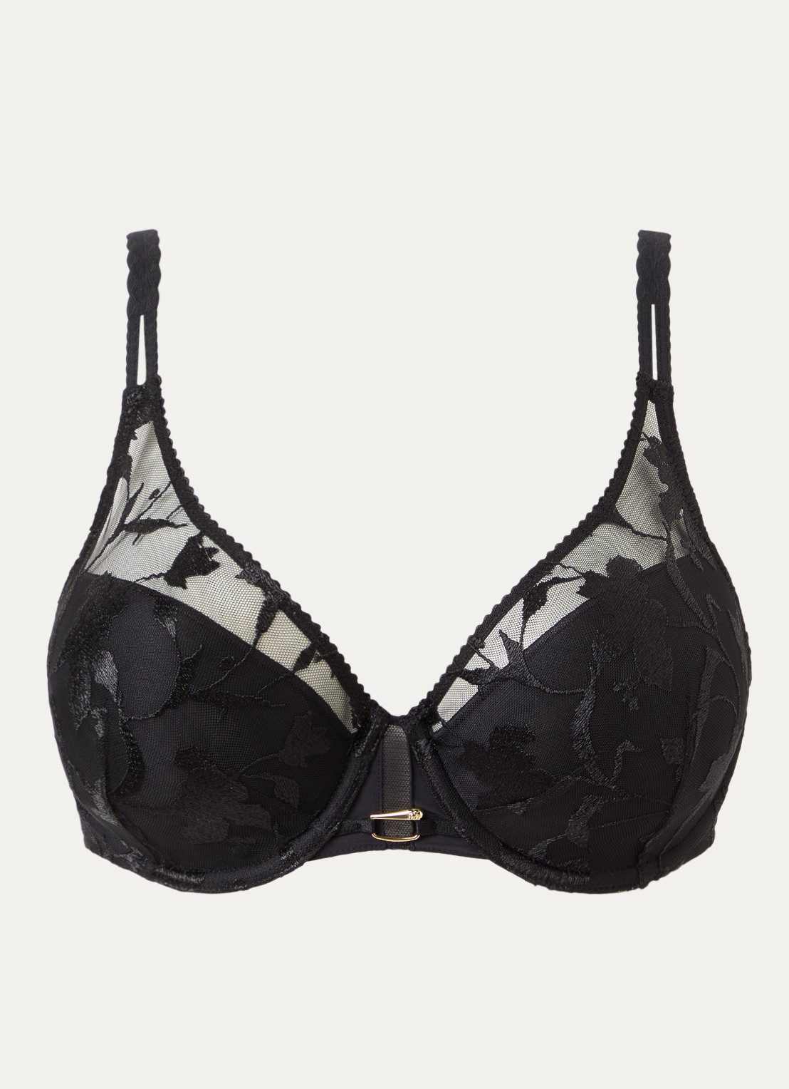 Chantelle Voorgevormde beugel bh met overlay van kant - voorkant 4 zwart
