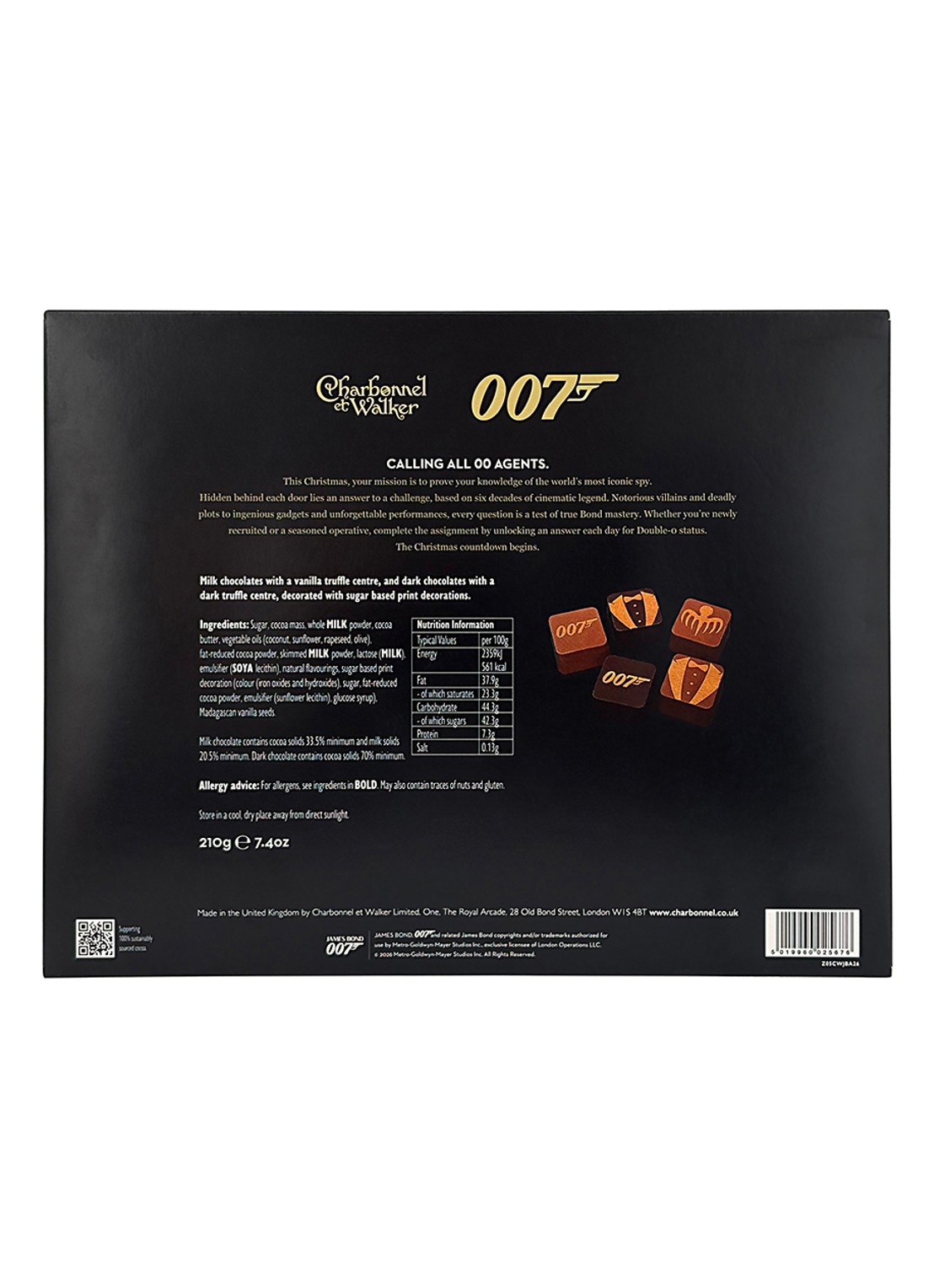 Charbonnel et Walker 007 James Bond adventskalender - 25 gram - detail 3 beige