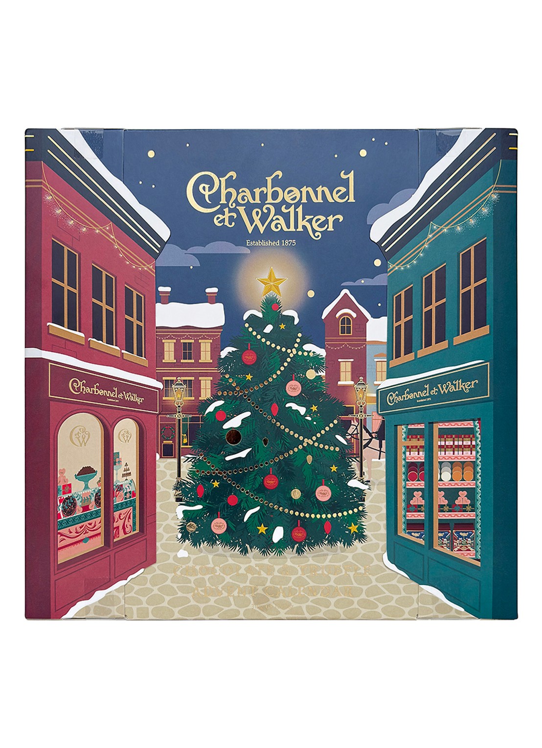 Charbonnel et Walker Adventskalender met truffels 310 gram - 25 dagen - voorkant beige