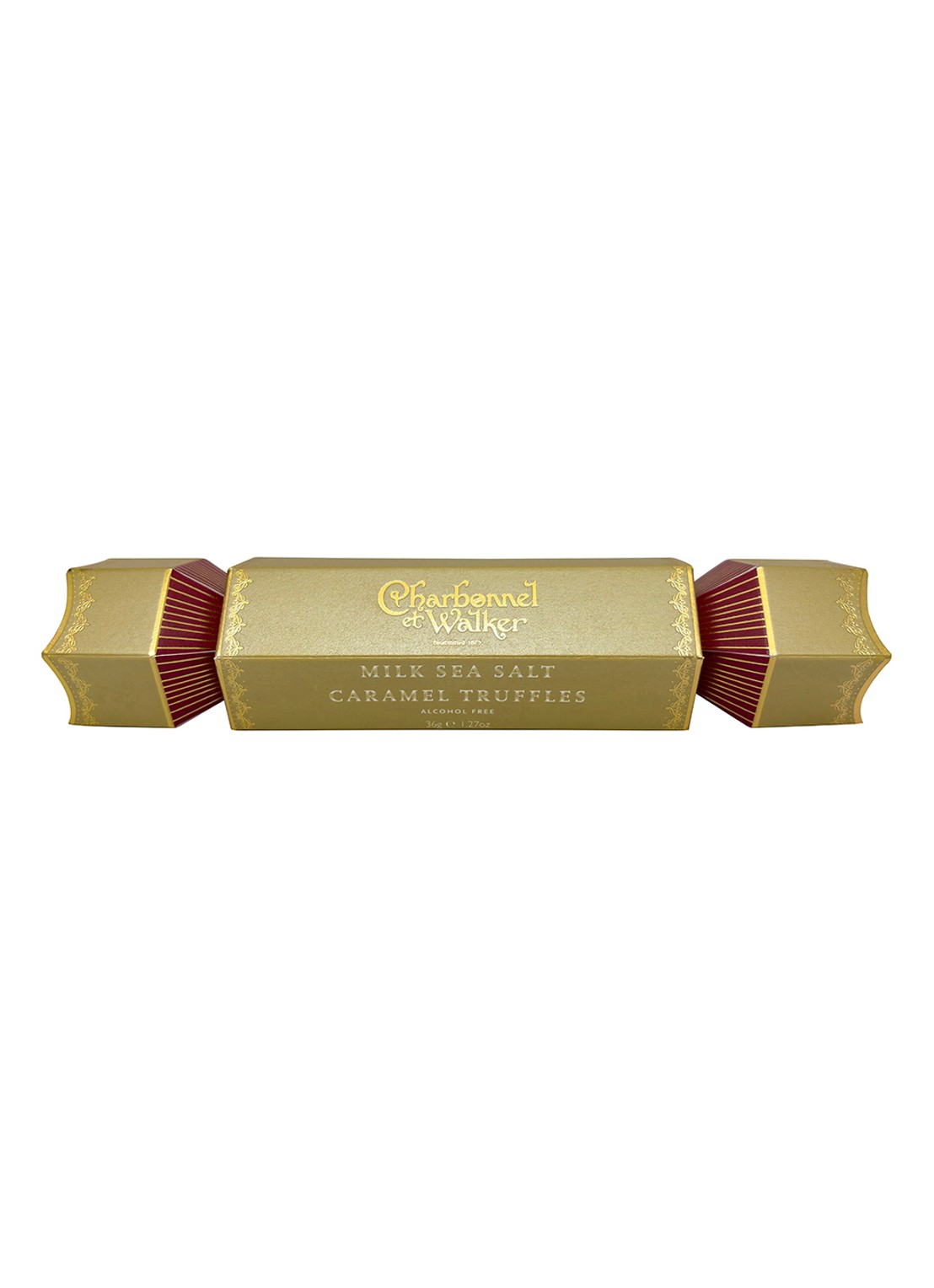 Charbonnel et Walker Cracker met melk salted caramel truffels 36 gram - voorkant 2 beige