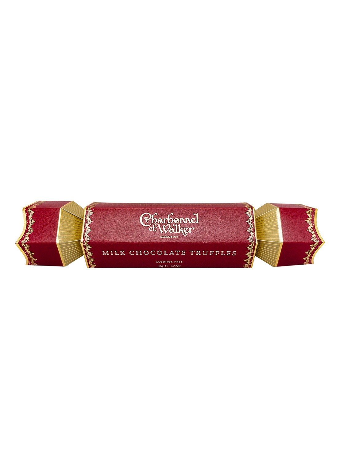 Charbonnel et Walker Cracker met melkchocolade truffels 36 gram - voorkant 2 beige
