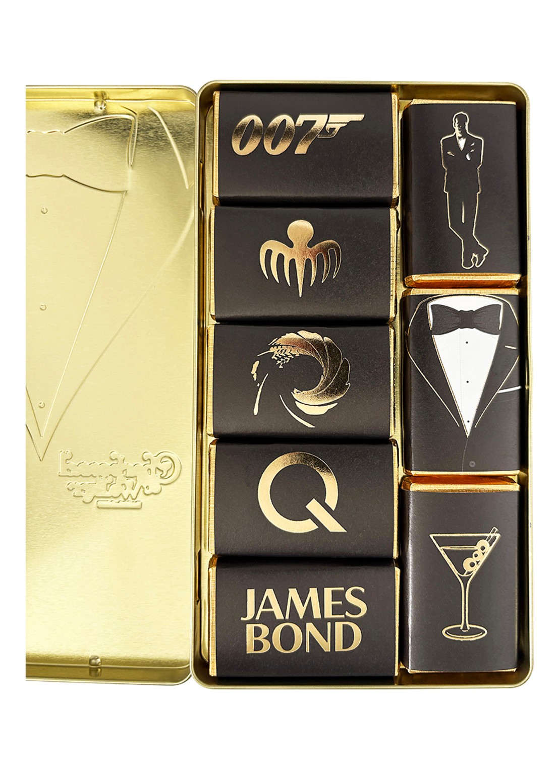 Charbonnel et Walker James Bond 007 chocolade in blik 80 gram 8 stuks - detail beige