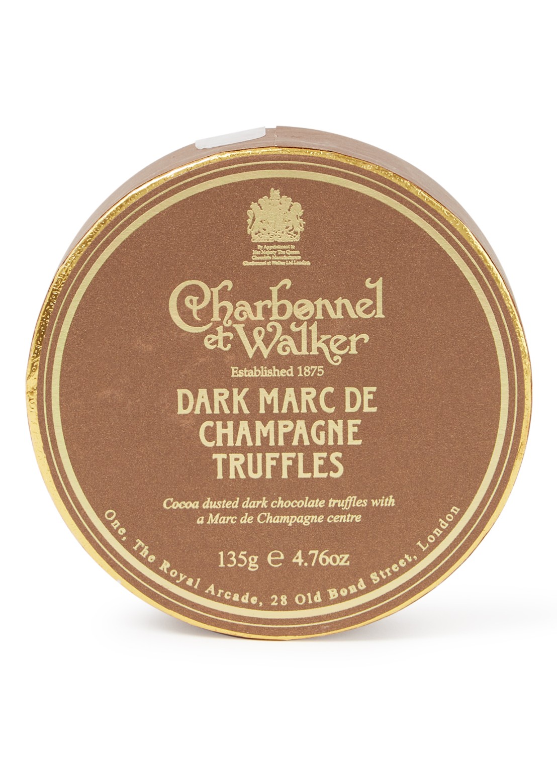 Charbonnel et Walker Marc de Champagne pure chocolade truffels 135 gram - voorkant undefined