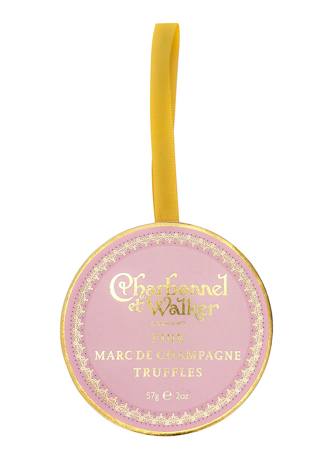 Charbonnel et Walker Pink Marc de Champagne truffels 57 gram 5 stuks - voorkant 2 beige
