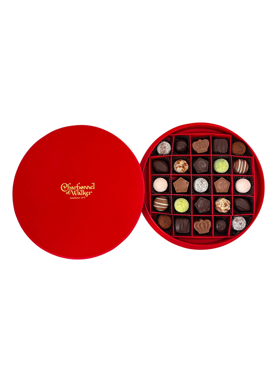 Charbonnel et Walker Red Velvet chocolade en truffels 310 gram 25 stuks - achterkant 2 beige