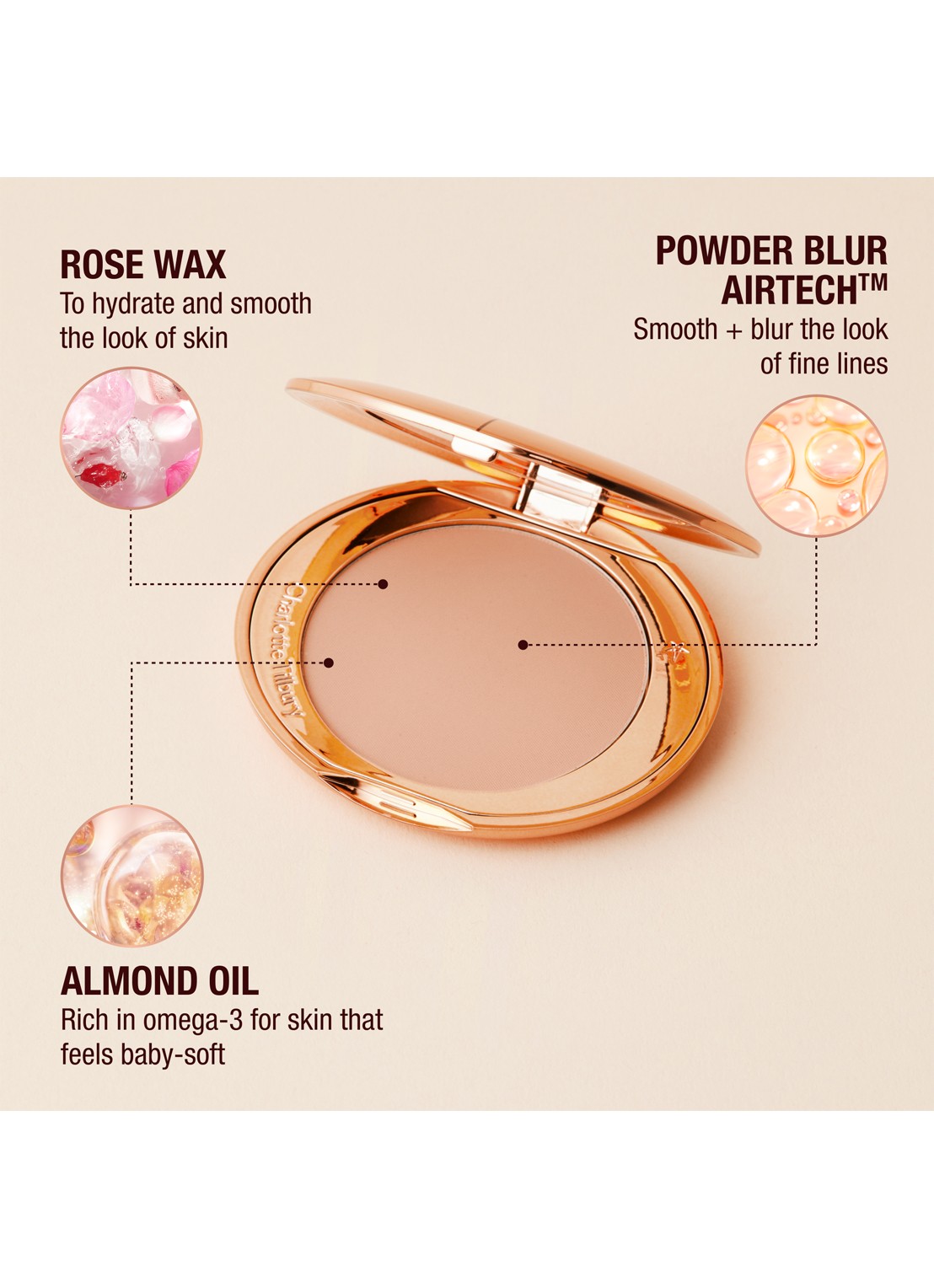 Charlotte Tilbury Airbrush Flawless Finish Powder - poeder navulling - detail 3 3 tan