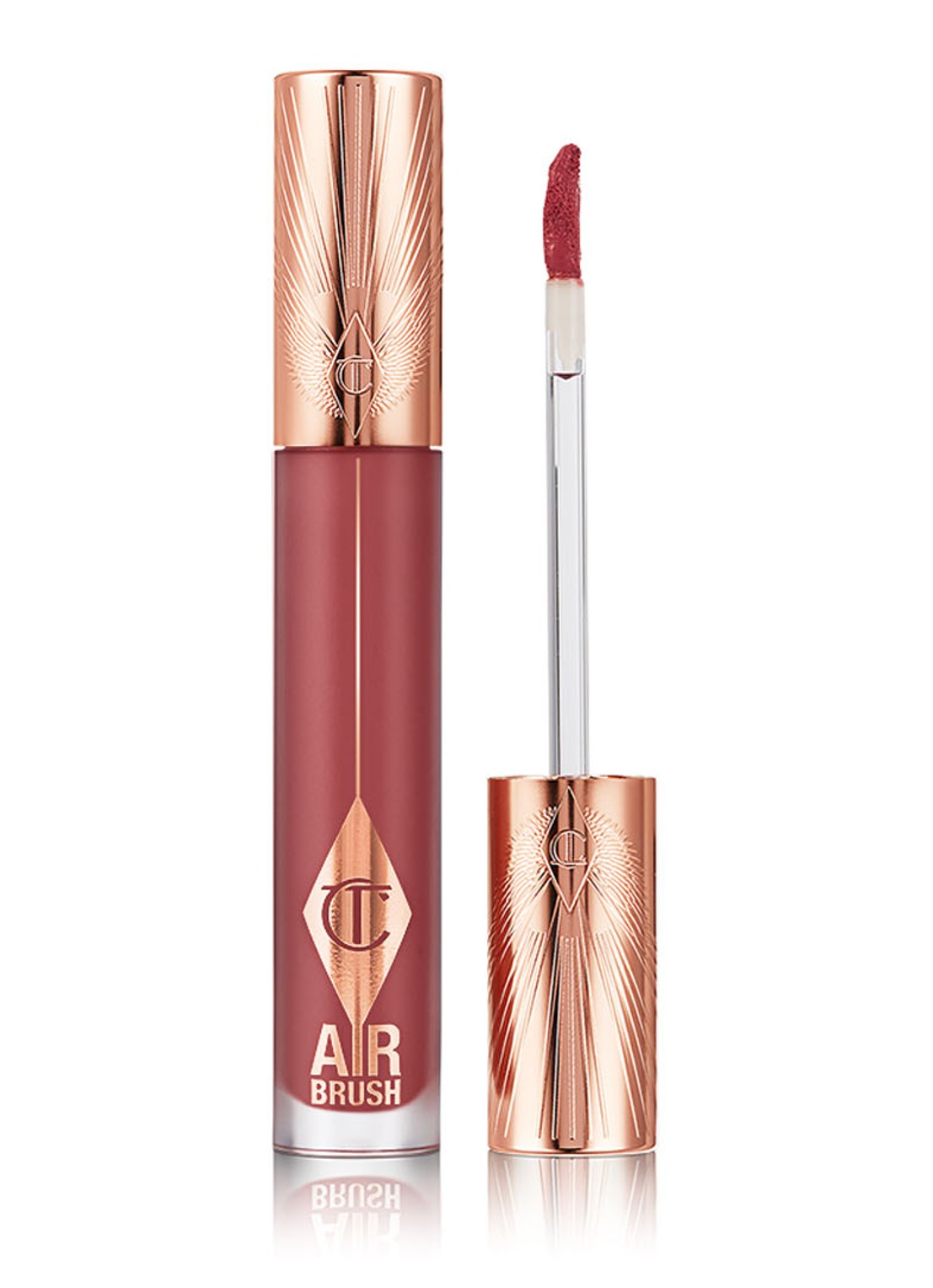 Charlotte Tilbury Airbrush Flawless Lip Blur - matte vloeibare lipstick - voorkant 5 pillow talk medium blur