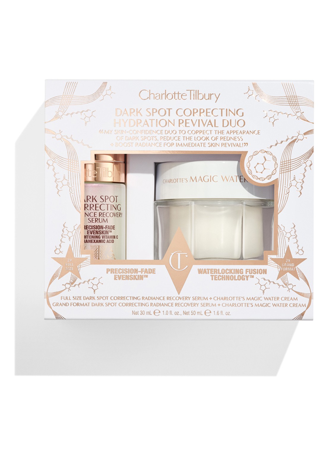 Charlotte Tilbury  Dark Spot Correcting + Hydration Revival Duo - verzorgingsset - voorkant transparant