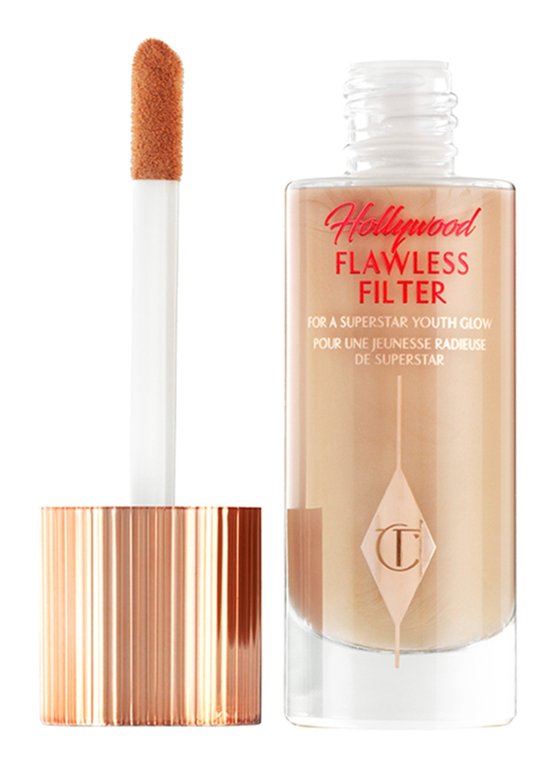 Charlotte Tilbury Hollywood Flawless Filter - primer, highlighter & corrector  - voorkant goud