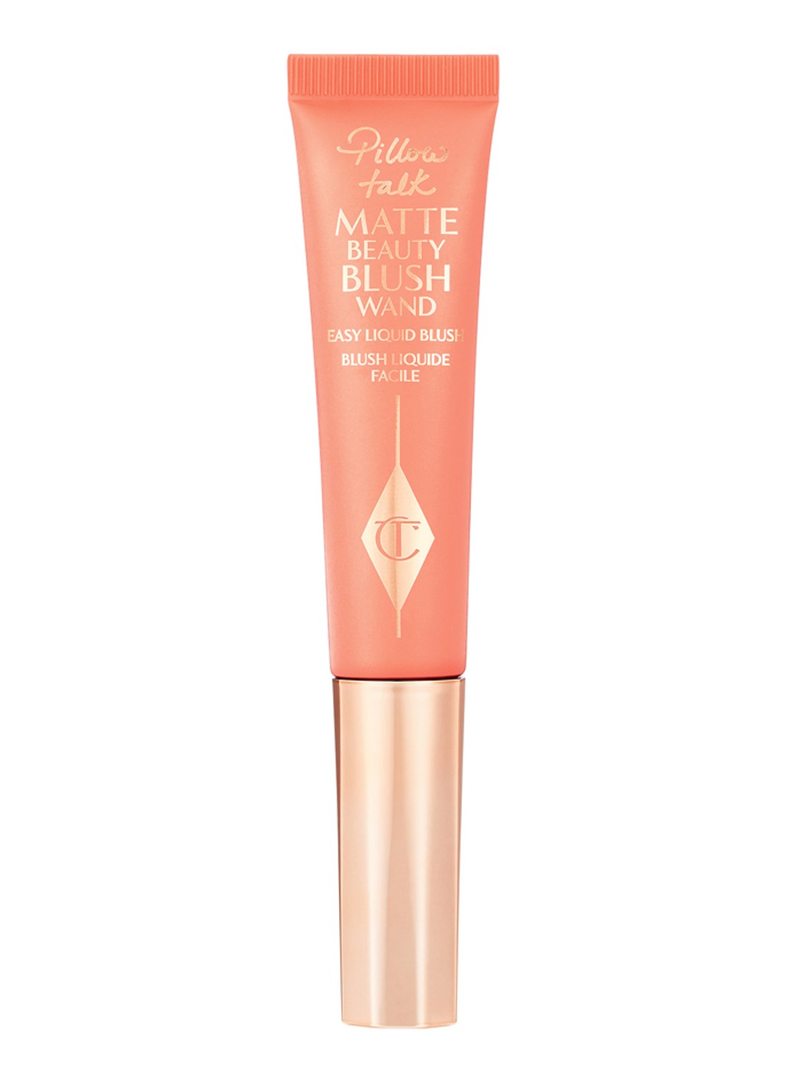 Charlotte Tilbury Matte Beauty Blush Wand - vloeibare blush - voorkant 5 pillow talk peach pop