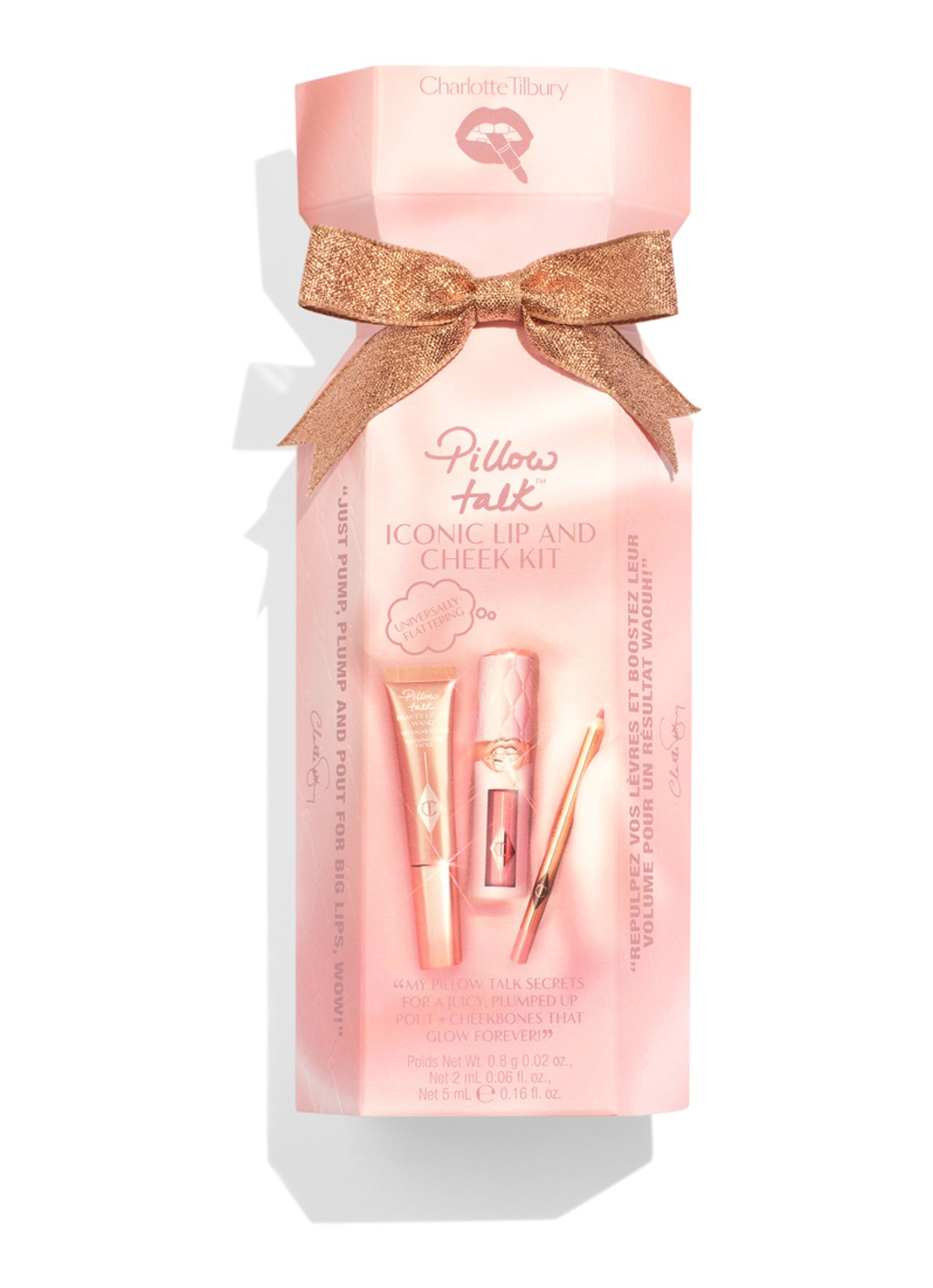Charlotte Tilbury Pillow Talk Iconic Lip And Cheek Kit - travel size make-up set t.w.v. €60 - voorkant 5 roze