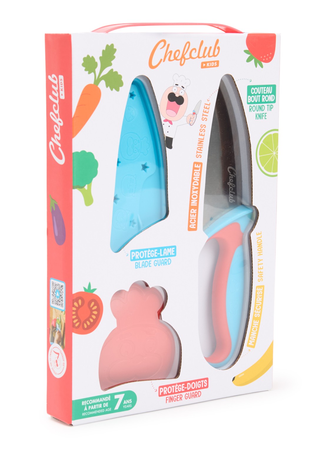 Chefclub Kindermes met vingerbeschermer 23 cm - voorkant donkerblauw