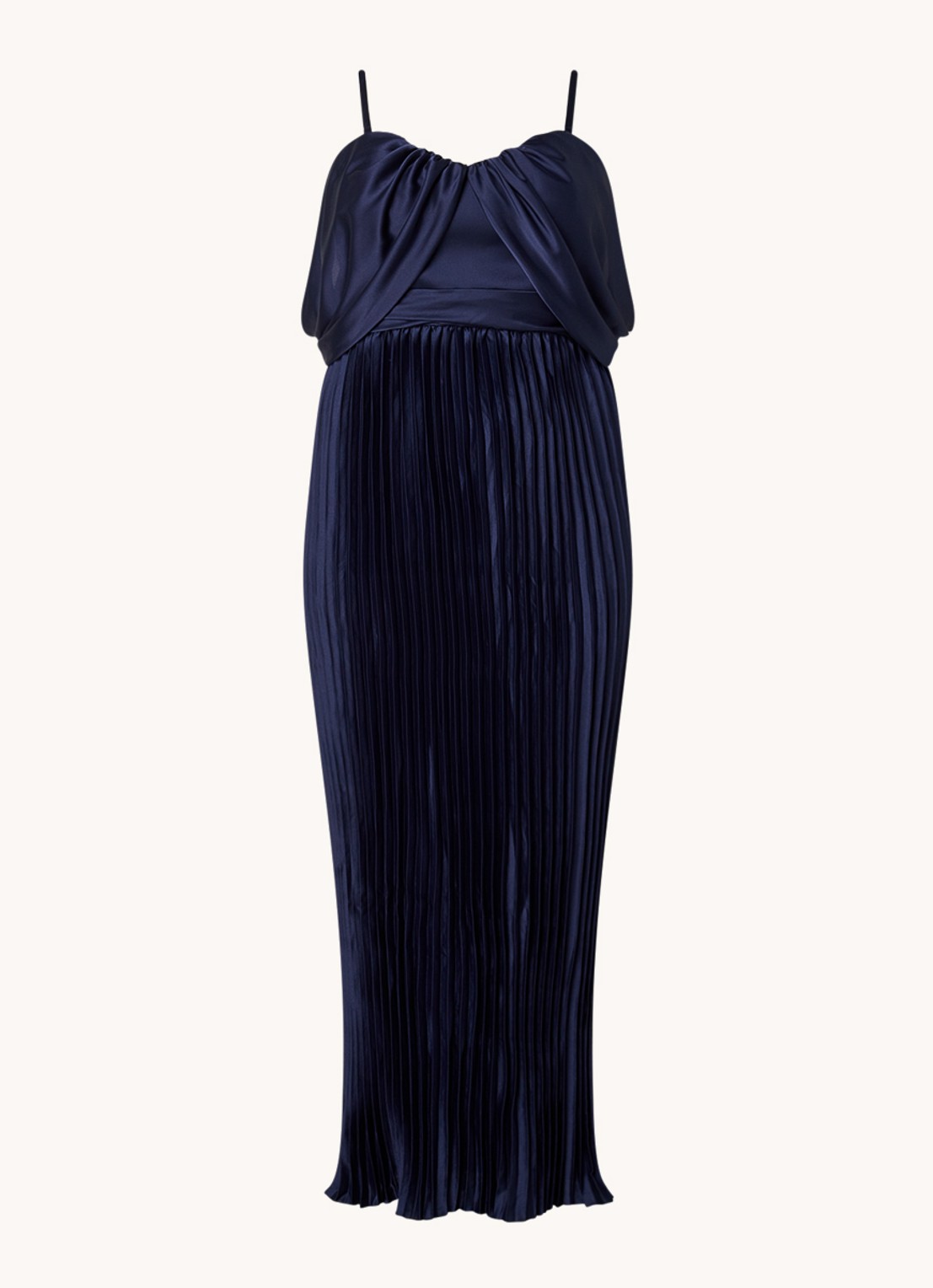 Chi Chi London Calie strapless maxi jurk met plissé - voorkant 5 donkerblauw