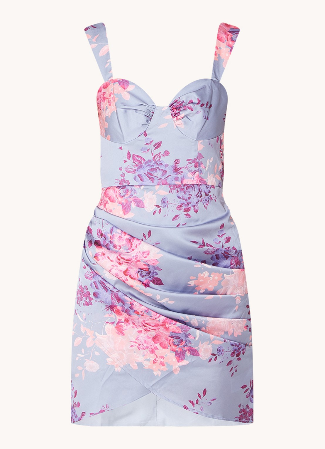 Chi Chi London Floral mini jurk met bloemenprint - voorkant 2 lavendel