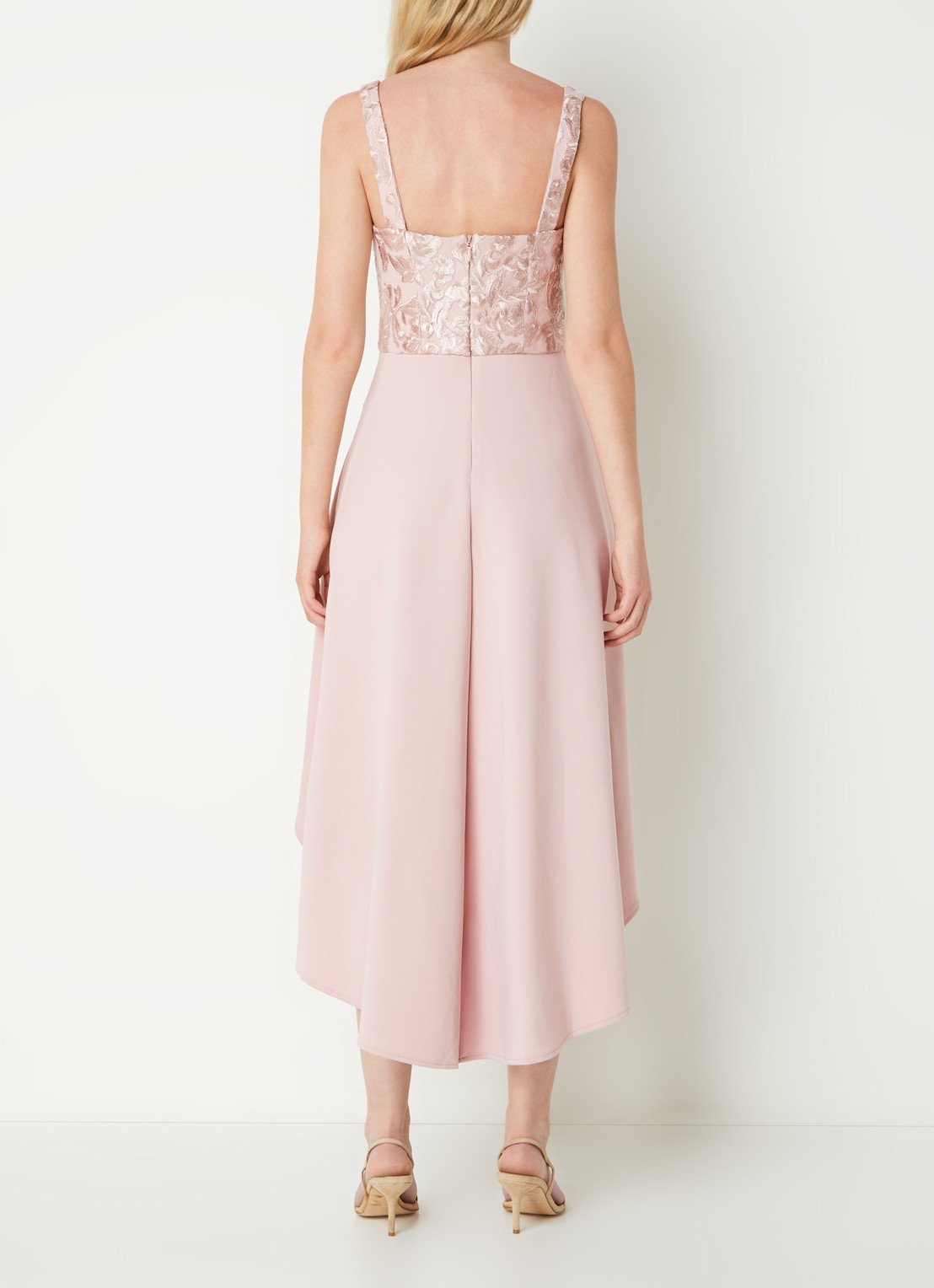 Chi Chi London Hem midi jurk met details van kant - achterkant 4 oudroze