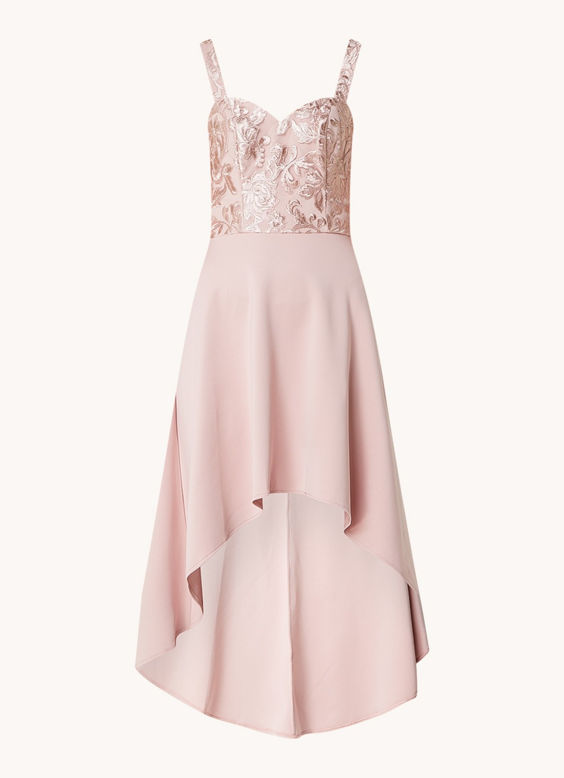 Chi Chi London Hem midi jurk met details van kant - voorkant 2 oudroze