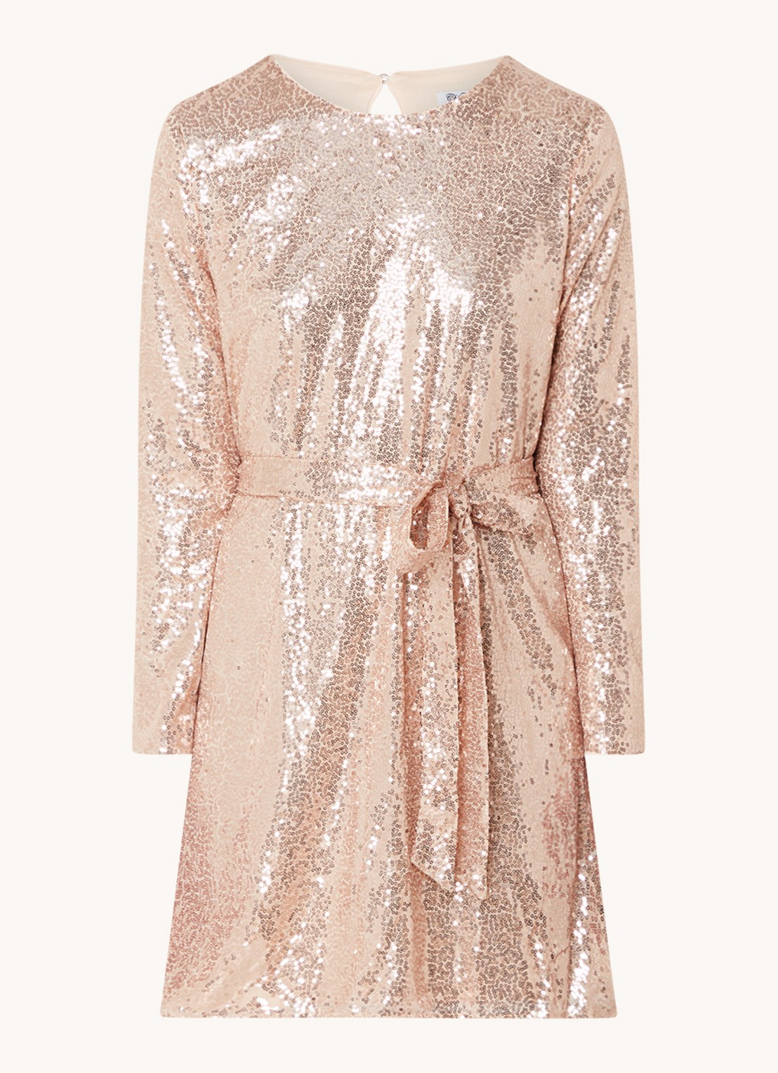 Chi Chi London LONG SLEEVE SEQUIN MINI DRESS - voorkant 2 lichtroze