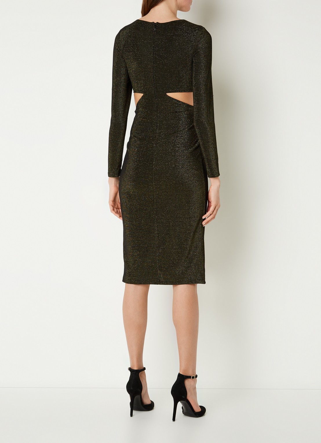 Chi Chi London LONG SLEEVE SEQUIN MINI DRESS - achterkant 4 zwart