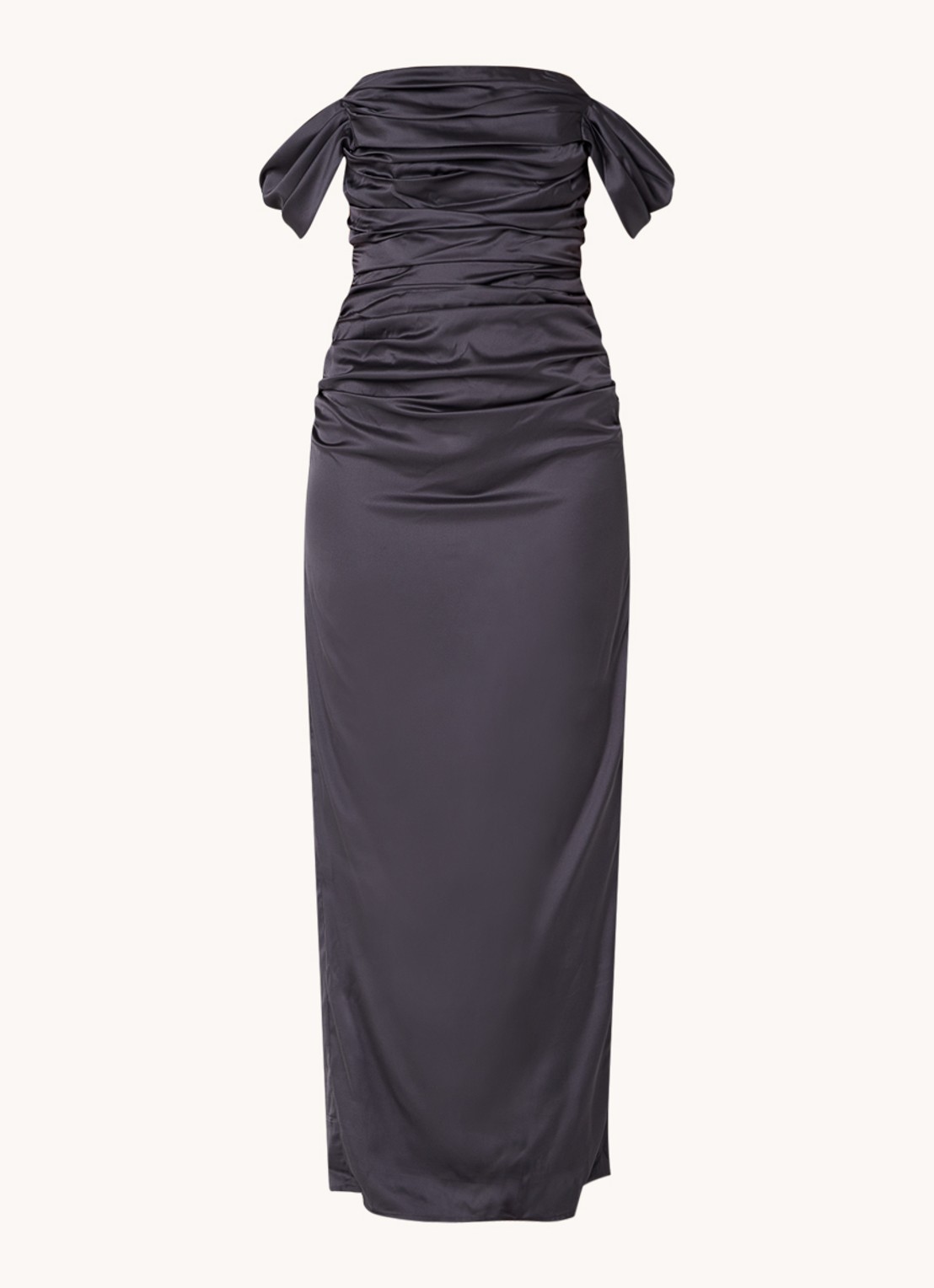 Chi Chi London Maxi jurk van satijn met plooidetail - voorkant 4 donkerblauw