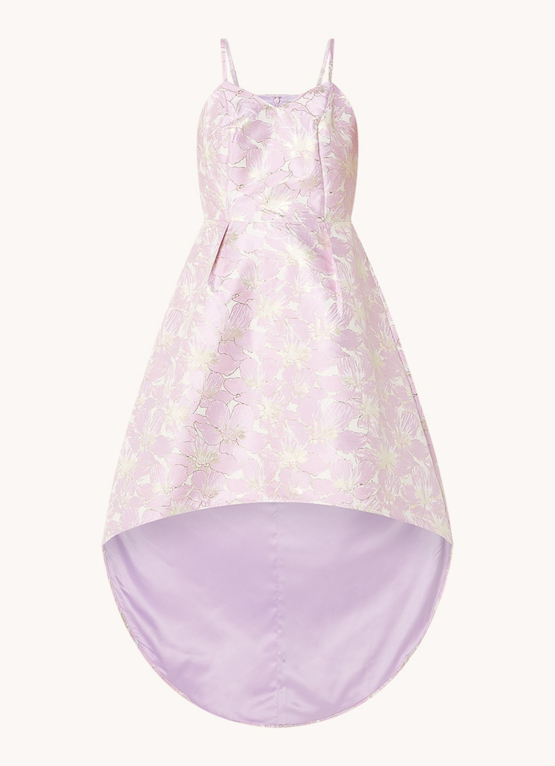 Chi Chi London Midi jurk met asymmetrische zoom en jacquard dessin - voorkant 4 lila