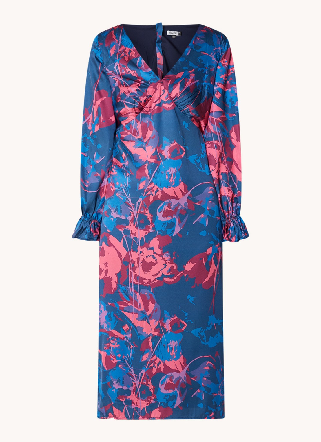 Chi Chi London Midi jurk met bloemenprint en split  - voorkant 4 kobaltblauw