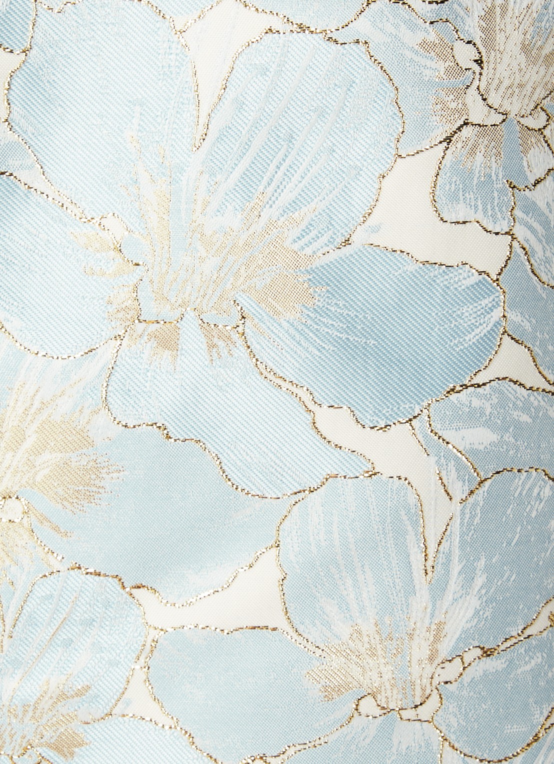Chi Chi London Midi jurk met jacquard bloemenprint en asymmetrische zoom - detail 5 lichtblauw
