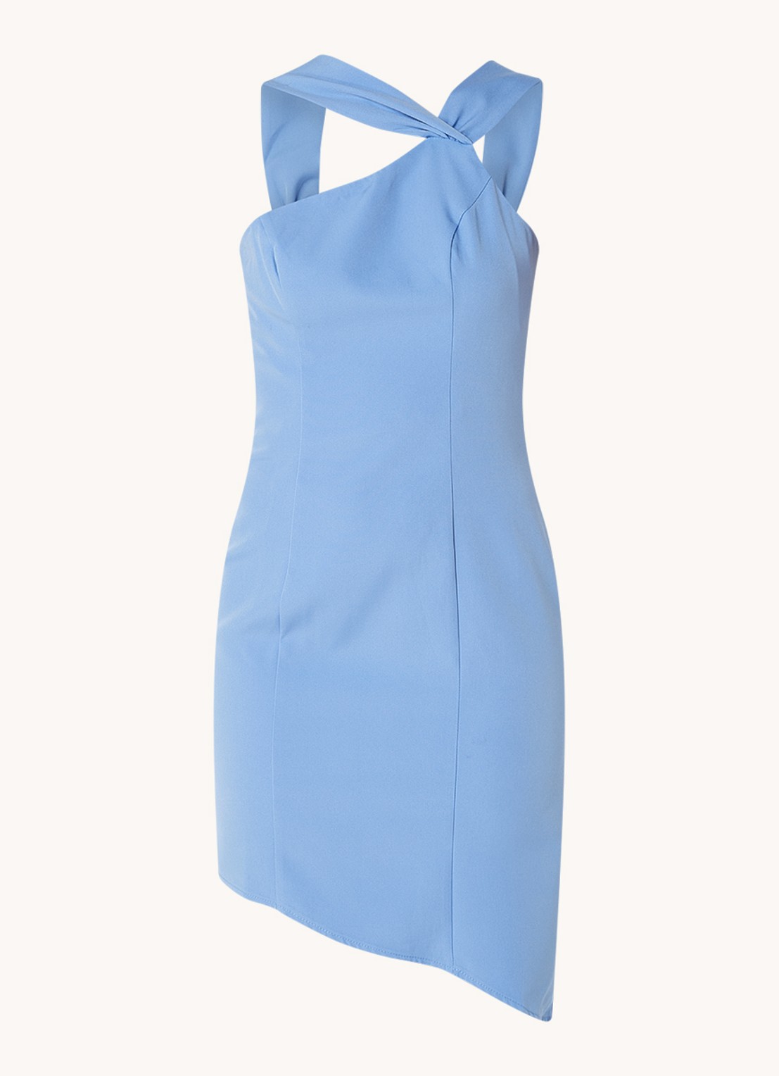 Chi Chi London Mini jurk met asymmetrische zoom - voorkant 2 blauw