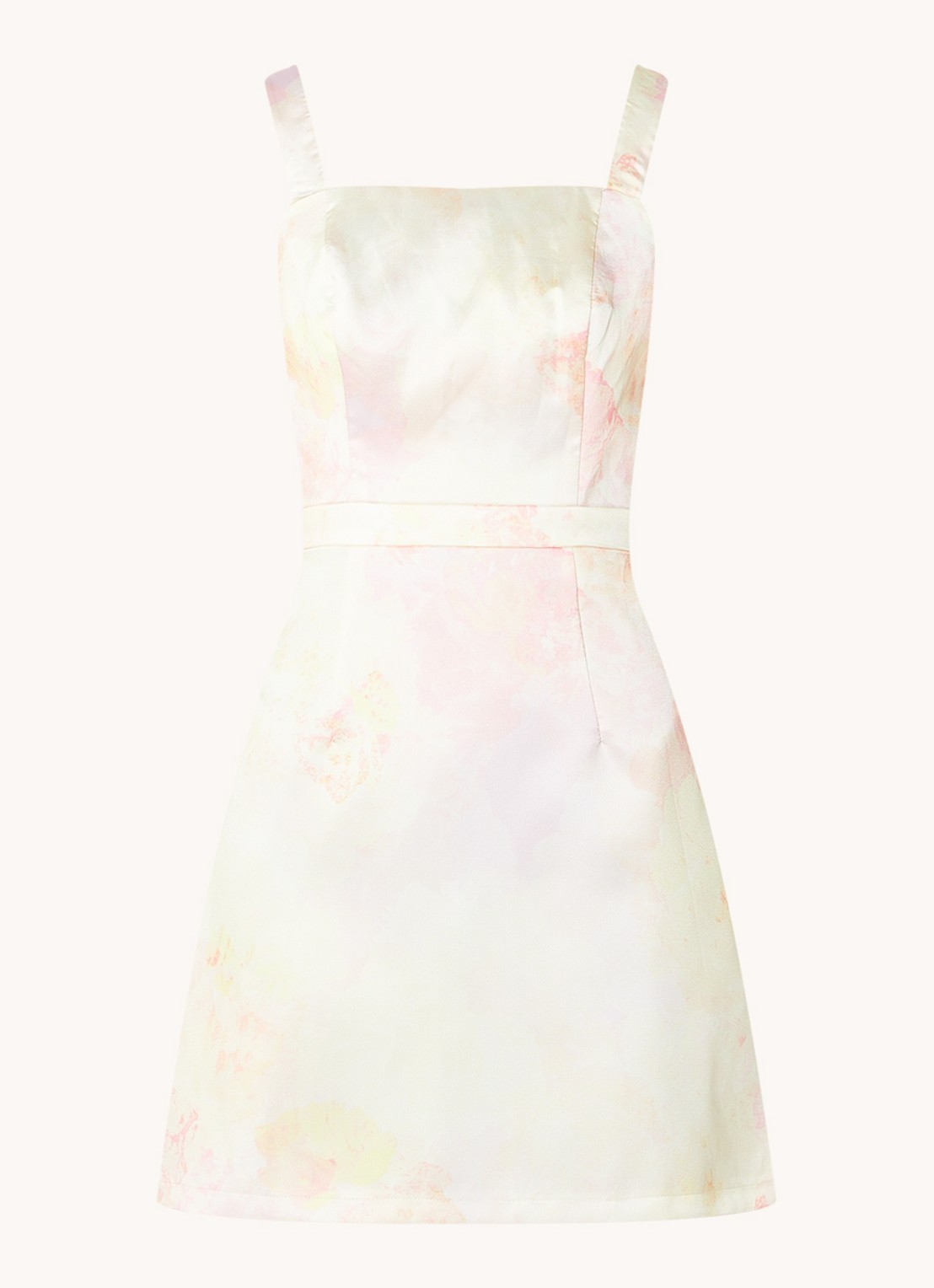 Chi Chi London Mini jurk met bloemenprint - voorkant 2 lichtgeel