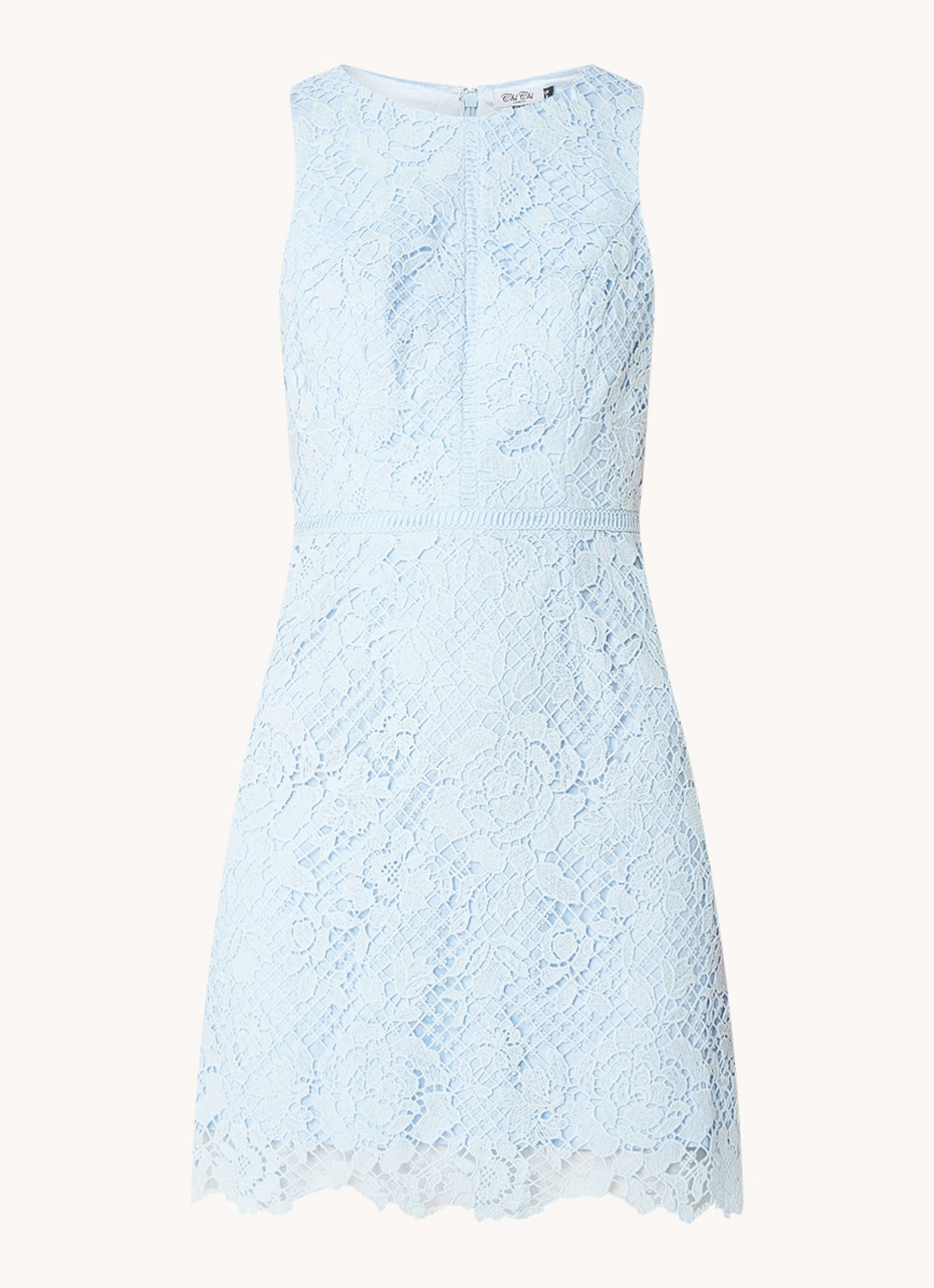 Chi Chi London Mini jurk van kant - voorkant 2 lichtblauw