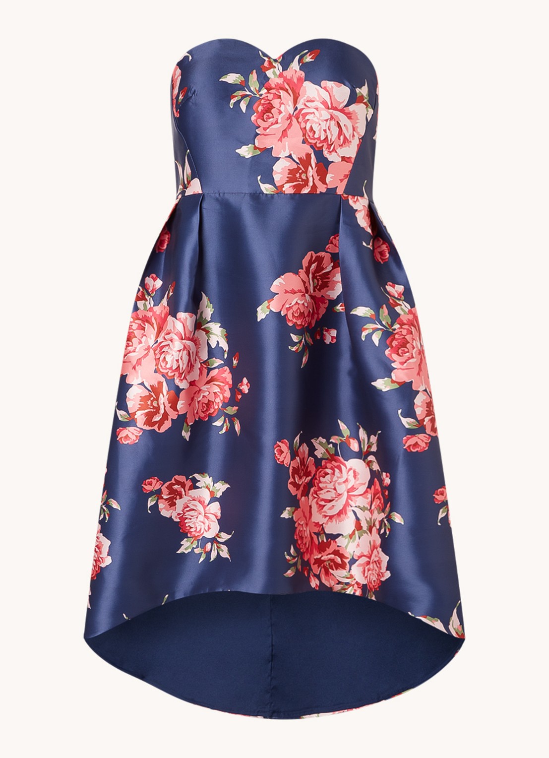 Chi Chi London PLUS STRAPLESS FLORAL DIP HEM - voorkant donkerblauw