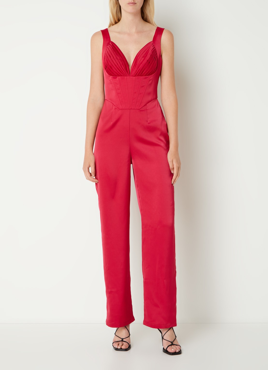 Chi Chi London Straight fit jumpsuit met plooidetail  - detail 4 donkerroze