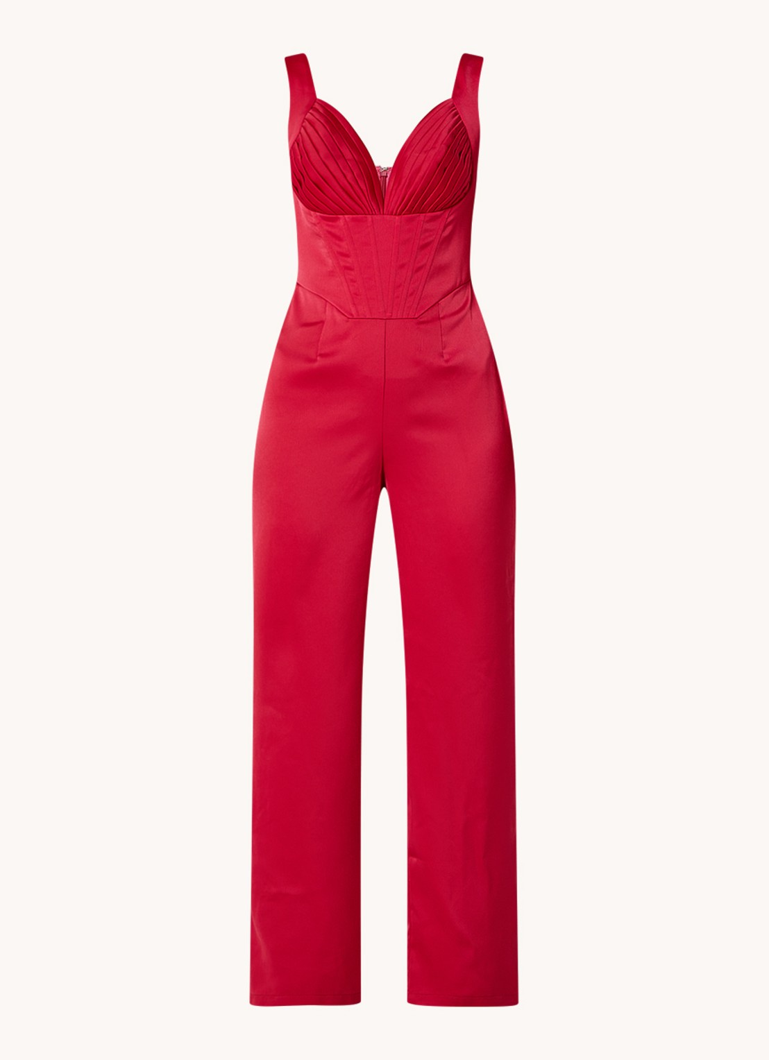 Chi Chi London Straight fit jumpsuit met plooidetail  - voorkant 2 donkerroze