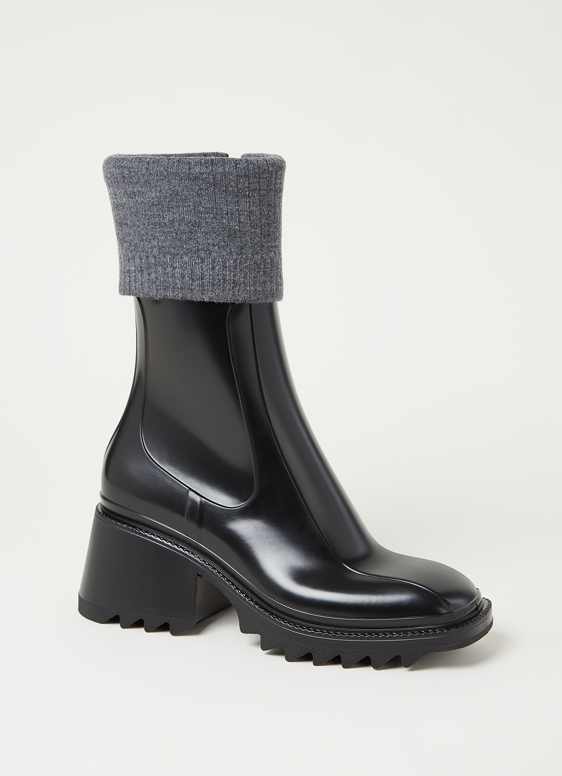 Chloé Betty regenlaars met gebreid detail - voorkant zwart