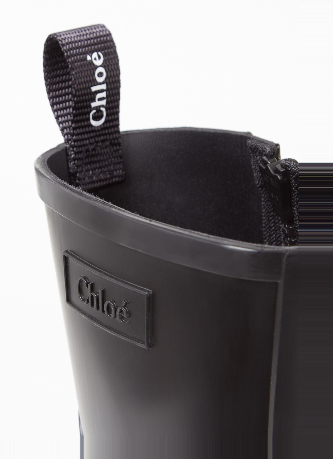 Chloé Betty regenlaars met hak en logo - detail 3 zwart