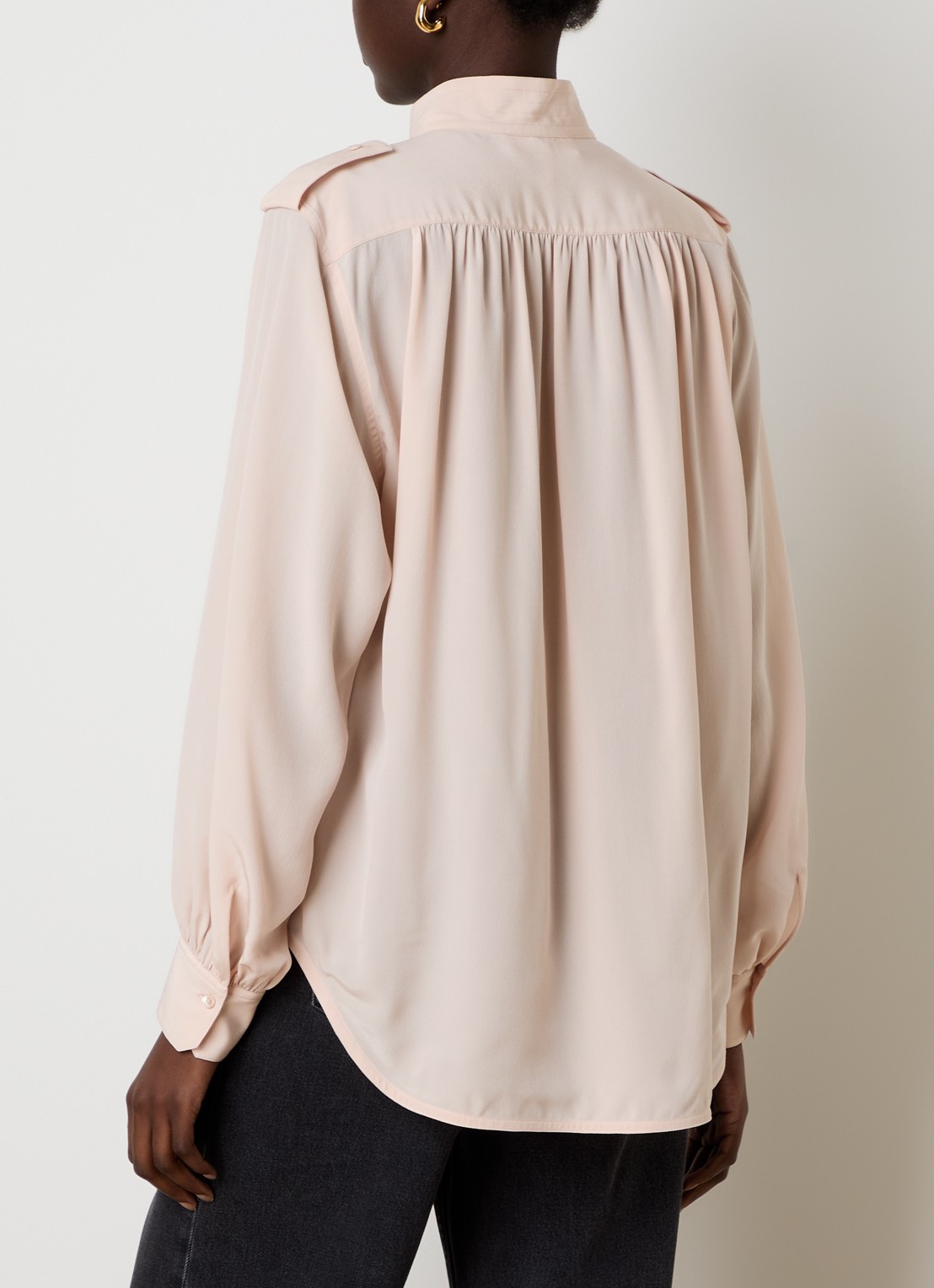 Chloé Blouse van zijde met borstzakken - achterkant 3 zalmroze