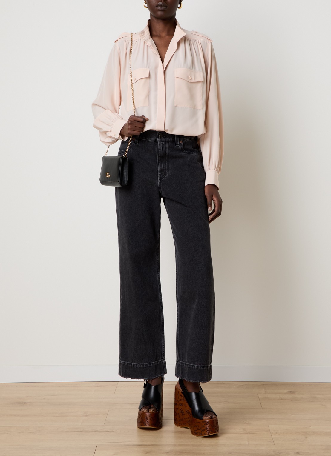 Chloé Blouse van zijde met borstzakken - voorkant 2 zalmroze