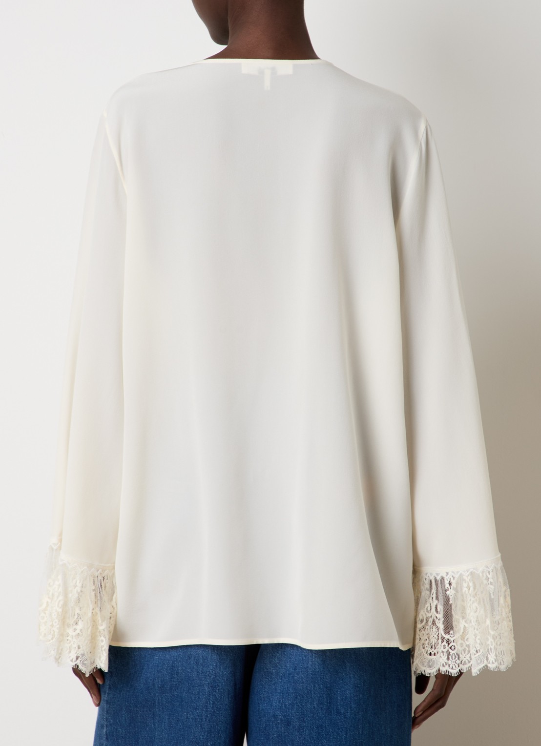 Chloé Blouse van zijde met details van kant - achterkant 3 creme