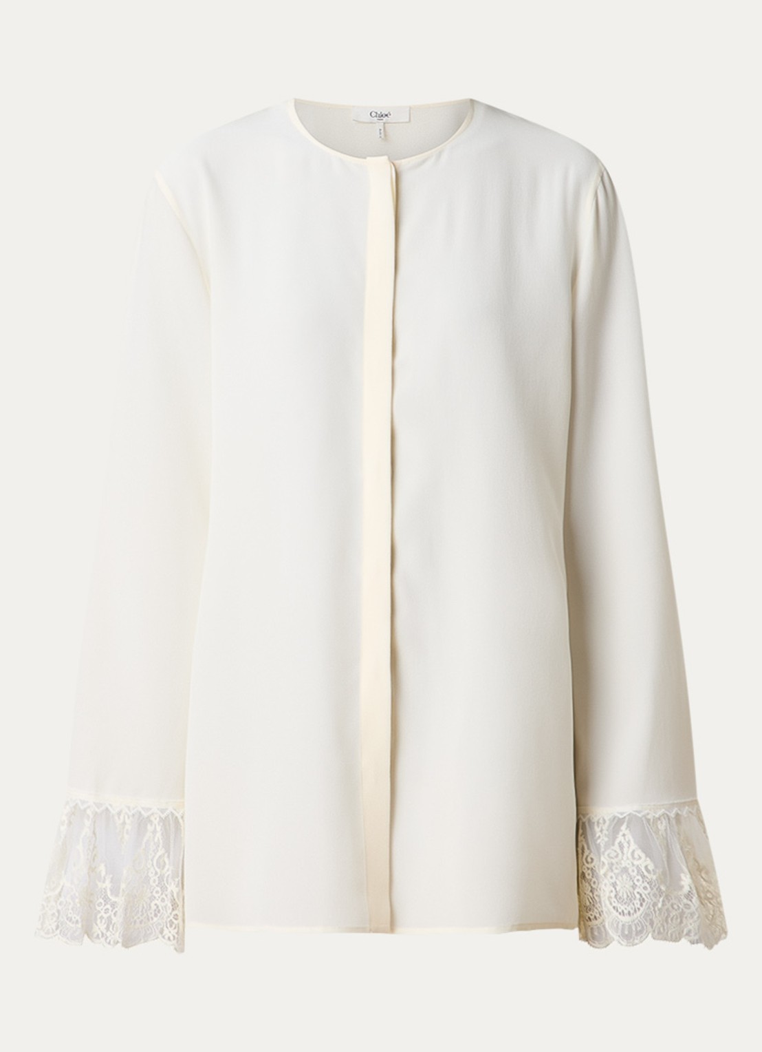 Chloé Blouse van zijde met details van kant - voorkant 4 creme