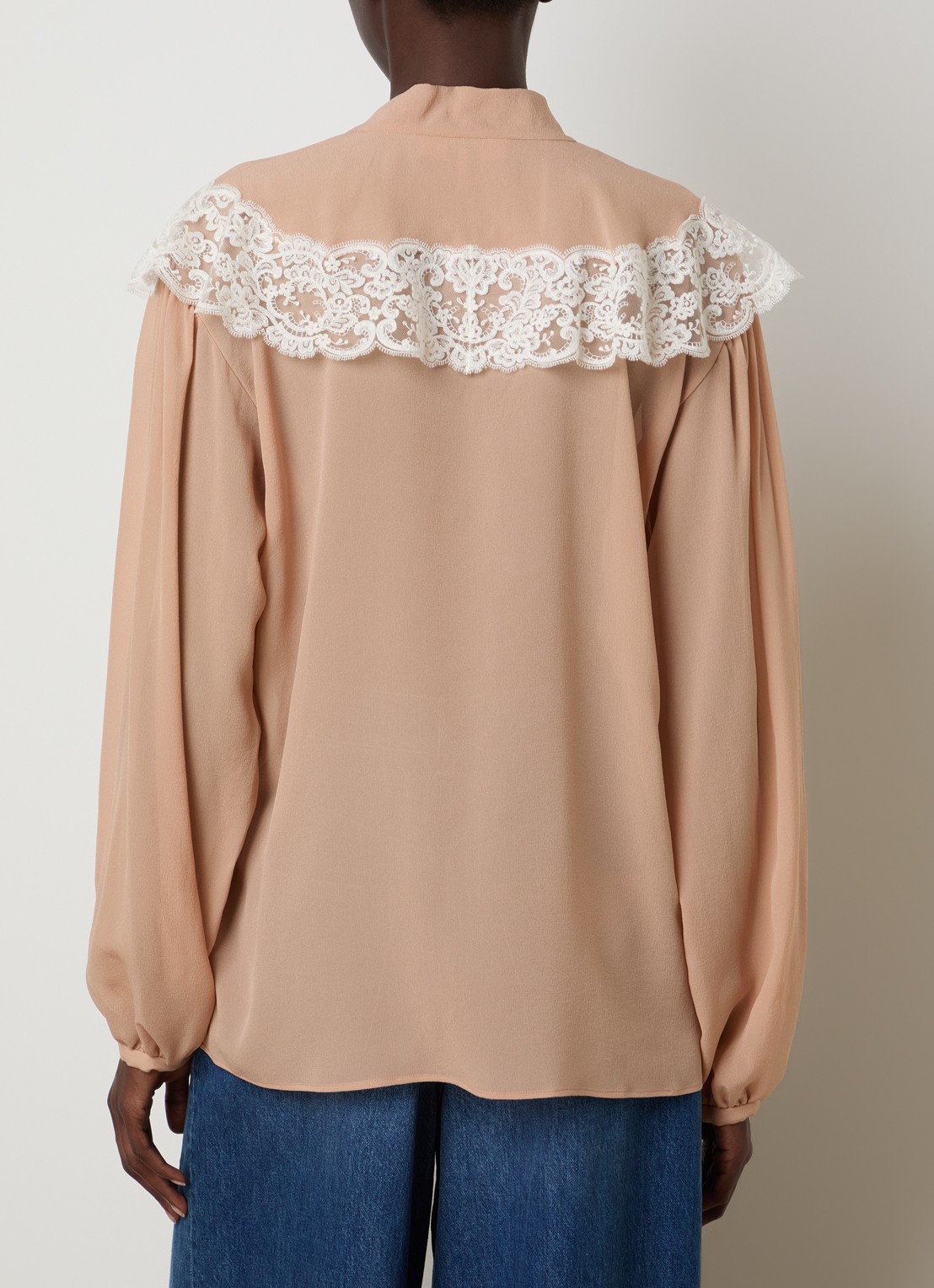 Chloé Blouse van zijde met details van kant - achterkant 3 zalmroze